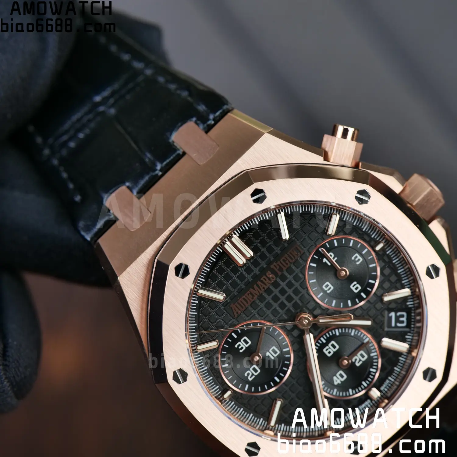 AP Royal Oak Chrono 26240 RG DDF 1:1 Best Edition Black Dial on Black Leather Strap DD4401 Super Clone Weight (SW Dial) 78 083c9c9820d5f18 AMO Watch