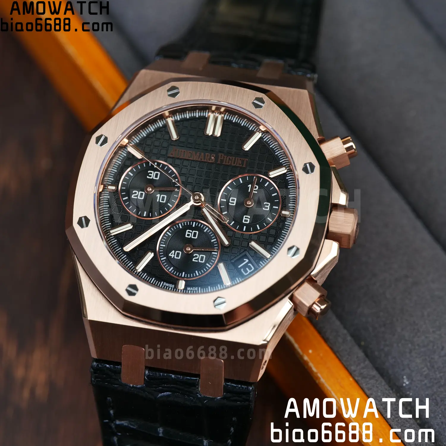 AP Royal Oak Chrono 26240 RG DDF 1:1 Best Edition Black Dial on Black Leather Strap DD4401 Super Clone Weight (SW Dial) 93 0b3b162babce45e AMO Watch