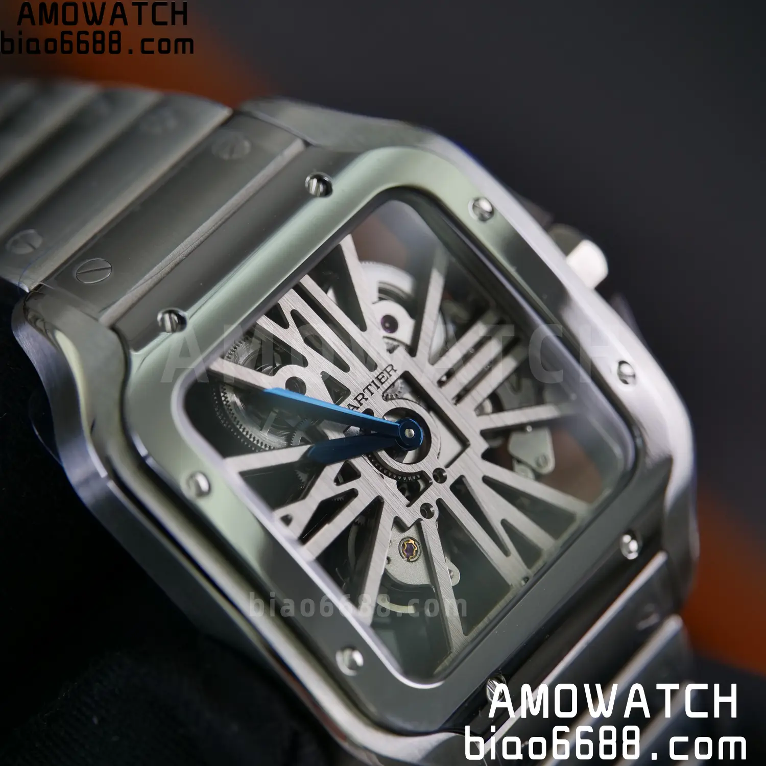 Cartier Santos Skeleton SS RICH 1:1 Best Edition Skeleton Dial 9611MC Super Clone V2 75 0f22b17f6a79c3d 阿默表行AmoWatch