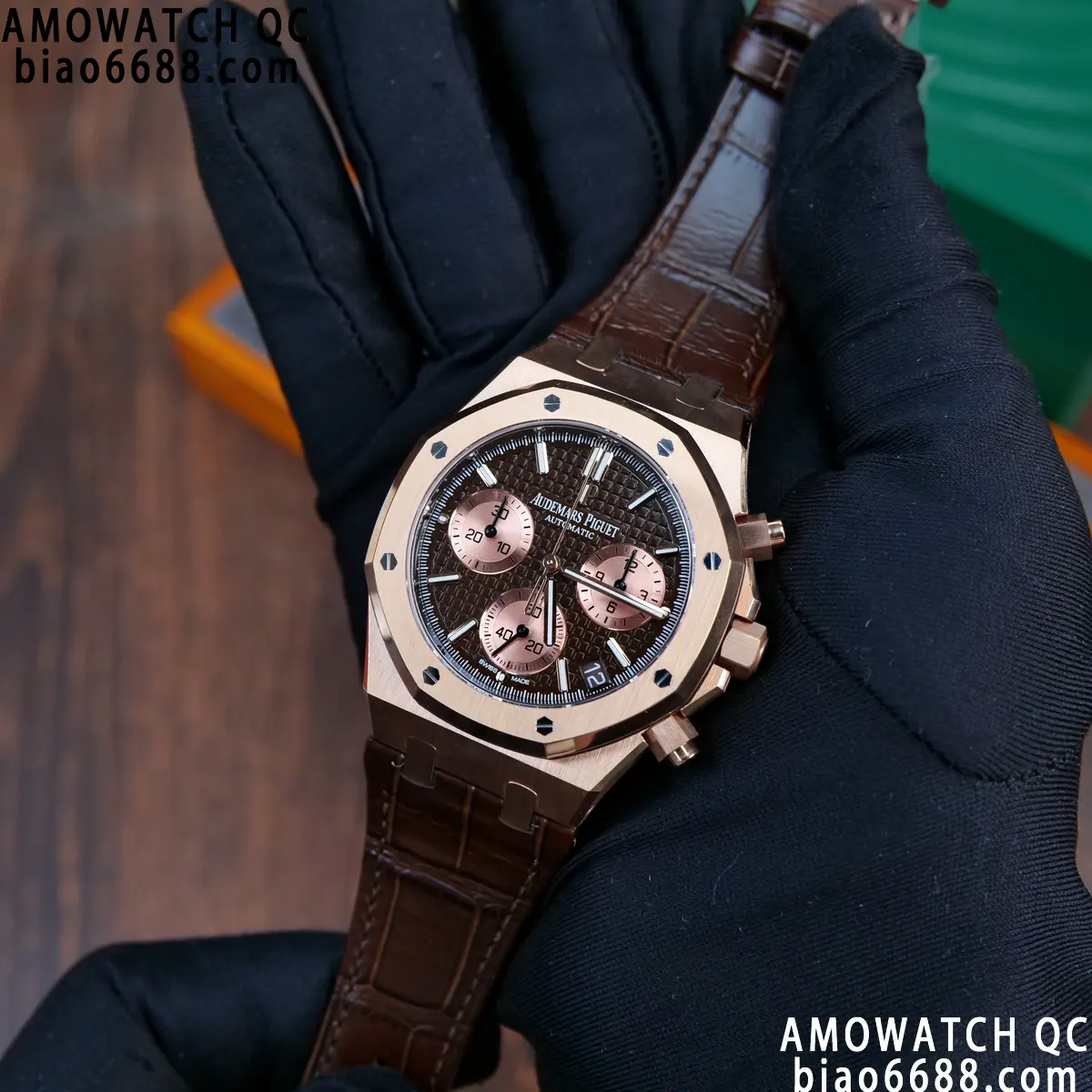 AP Royal Oak Chrono 26240 RG DDF 1:1 Best Edition Blue/RG Dial on Brown Leather Strap DD4401 Super Clone Weight (SW Dial) 117 125fcf4b0ef3b07 AMO Watch
