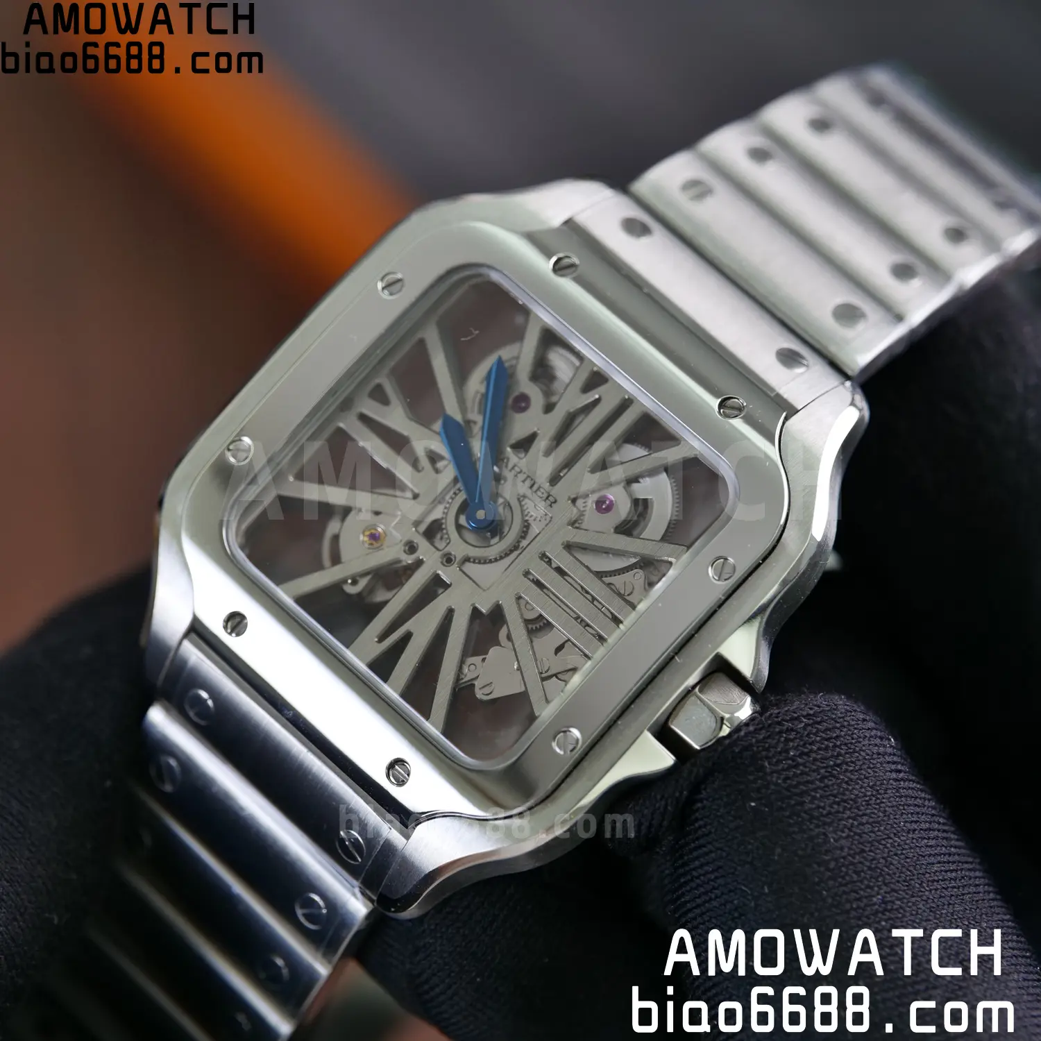 Cartier Santos Skeleton SS RICH 1:1 Best Edition Skeleton Dial 9611MC Super Clone V2 69 18895339b782861 阿默表行AmoWatch