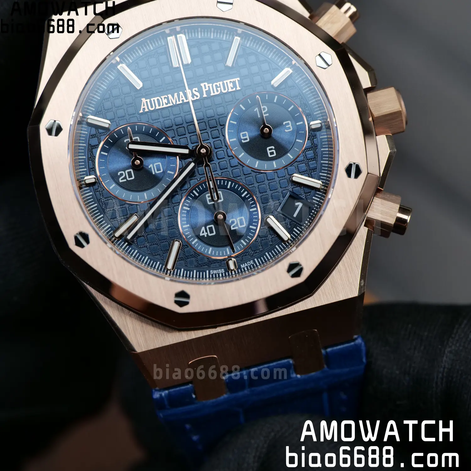 AP Royal Oak Chrono 26240 RG DDF 1:1 Best Edition White Dial on Blue Leather Strap DD4401 Super Clone Weight (SW Dial) 99 18b58317bb76c53 AMO Watch