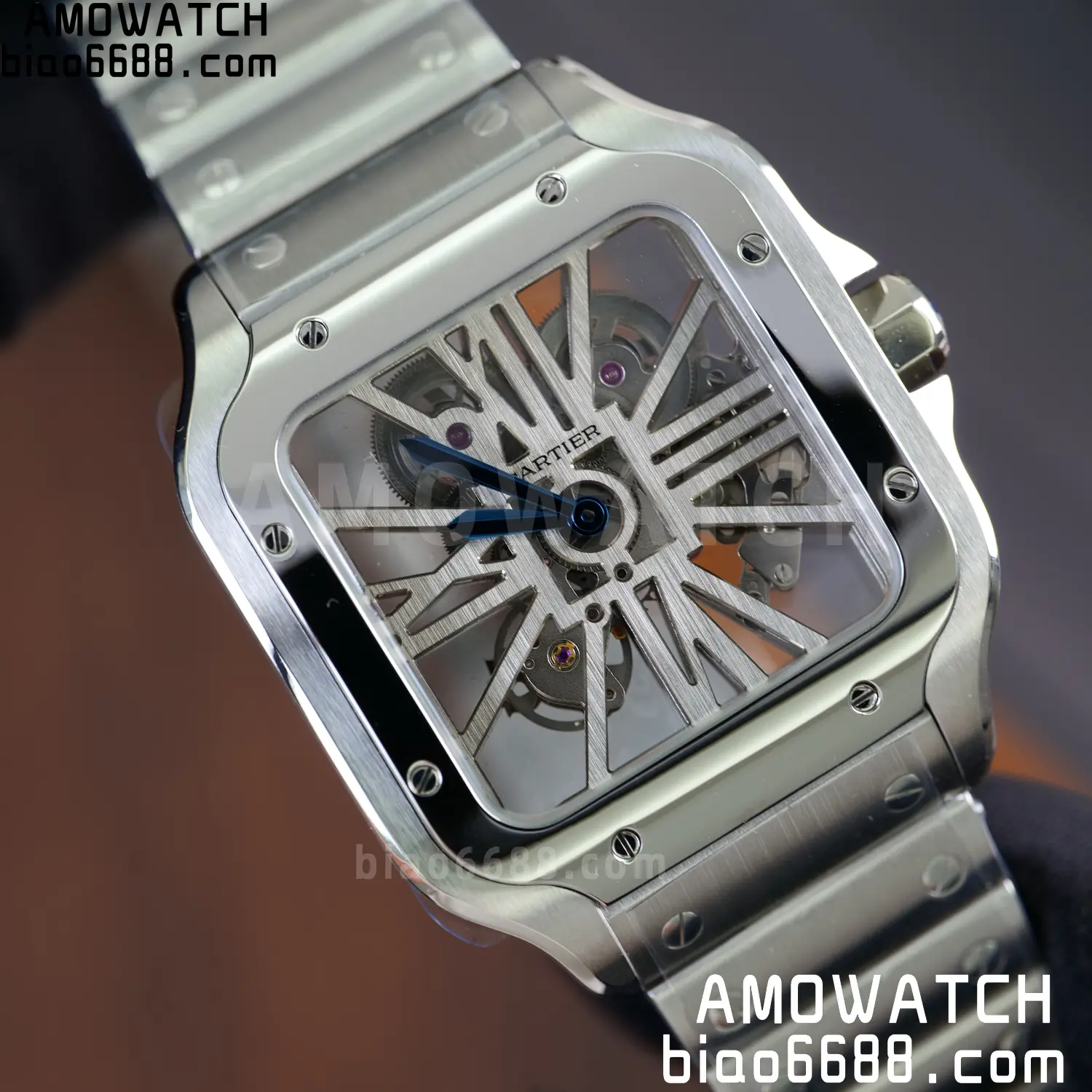 Cartier Santos Skeleton SS RICH 1:1 Best Edition Skeleton Dial 9611MC Super Clone V2 72 19c07234138043d 阿默表行AmoWatch