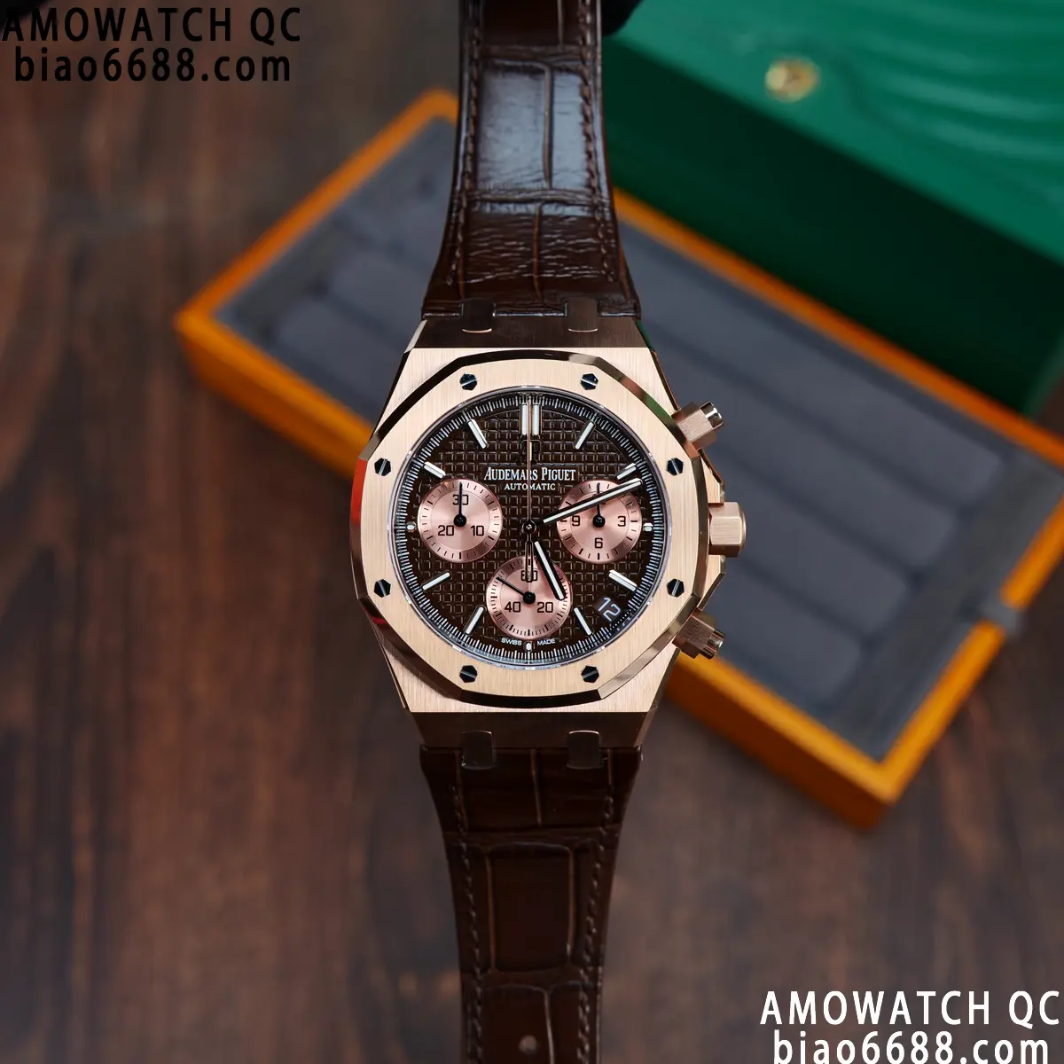 AP Royal Oak Chrono 26240 RG DDF 1:1 Best Edition Blue/RG Dial on Brown Leather Strap DD4401 Super Clone Weight (SW Dial) 86 21f8acd955cf7f2 AMO Watch