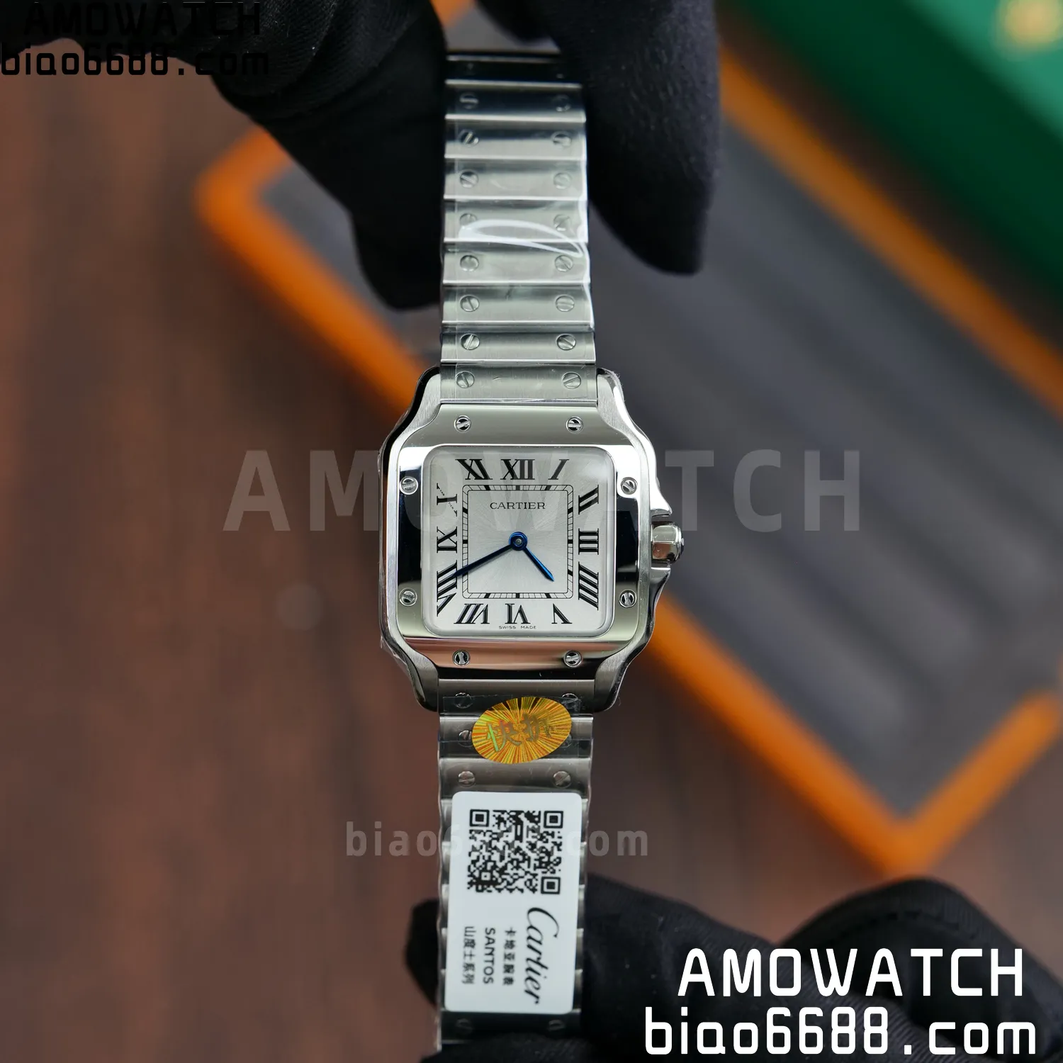 Santos Dumont 27mm WSSA0082 SS AF 1:1 Best Edition Silver Dial on SS Bracelet quartz 66 23c8d0072c48fca AMO Watch