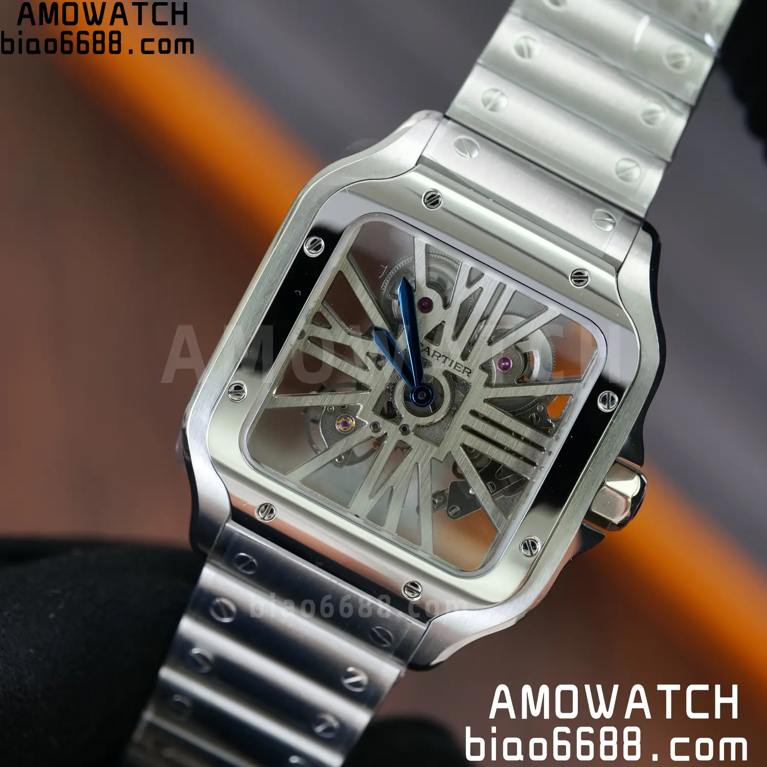 Cartier Santos Skeleton SS RICH 1:1 Best Edition Skeleton Dial 9611MC Super Clone V2 76 2a1f6a0498593d1 阿默表行AmoWatch