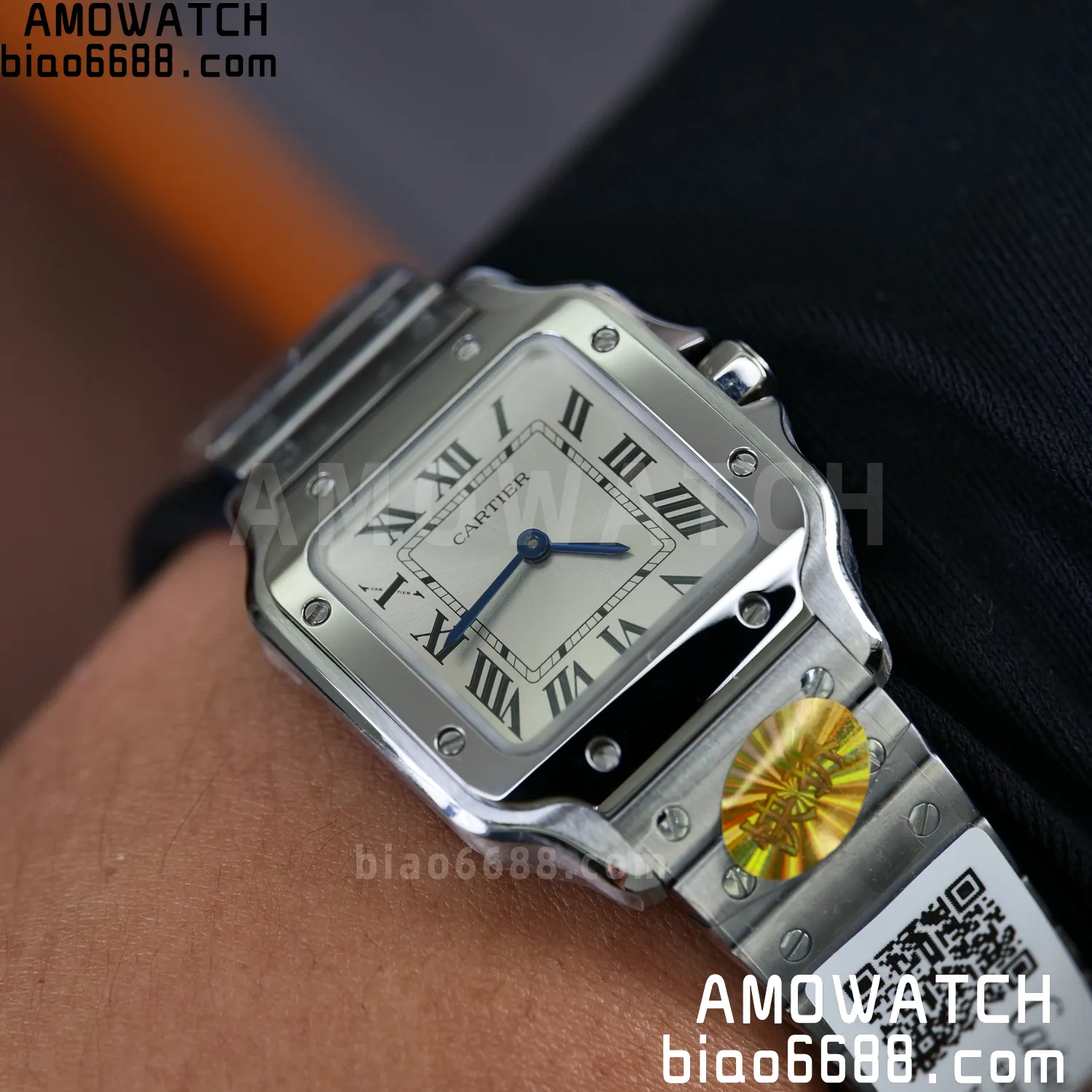 Santos Dumont 27mm WSSA0082 SS AF 1:1 Best Edition Silver Dial on SS Bracelet quartz 89 2a2624ba54c141a AMO Watch