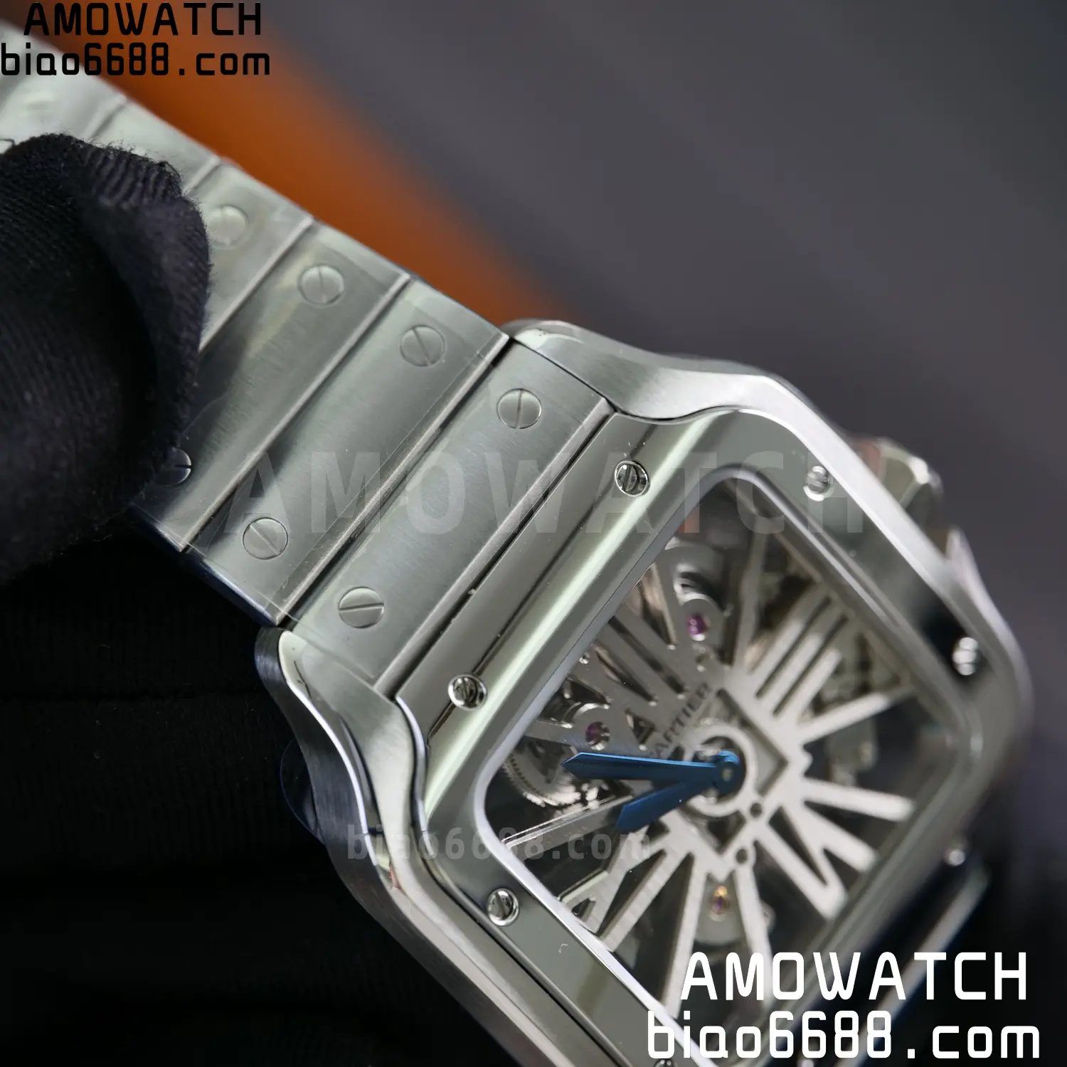 Cartier Santos Skeleton SS RICH 1:1 Best Edition Skeleton Dial 9611MC Super Clone V2 70 33a91c98e005e16 阿默表行AmoWatch