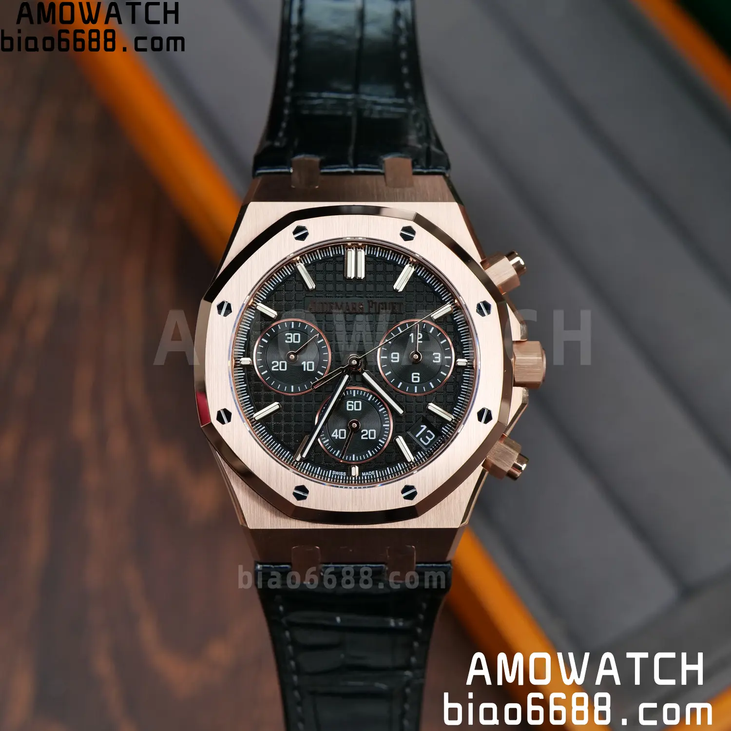 AP Royal Oak Chrono 26240 RG DDF 1:1 Best Edition Black Dial on Black Leather Strap DD4401 Super Clone Weight (SW Dial) 70 392c464985d32ca AMO Watch