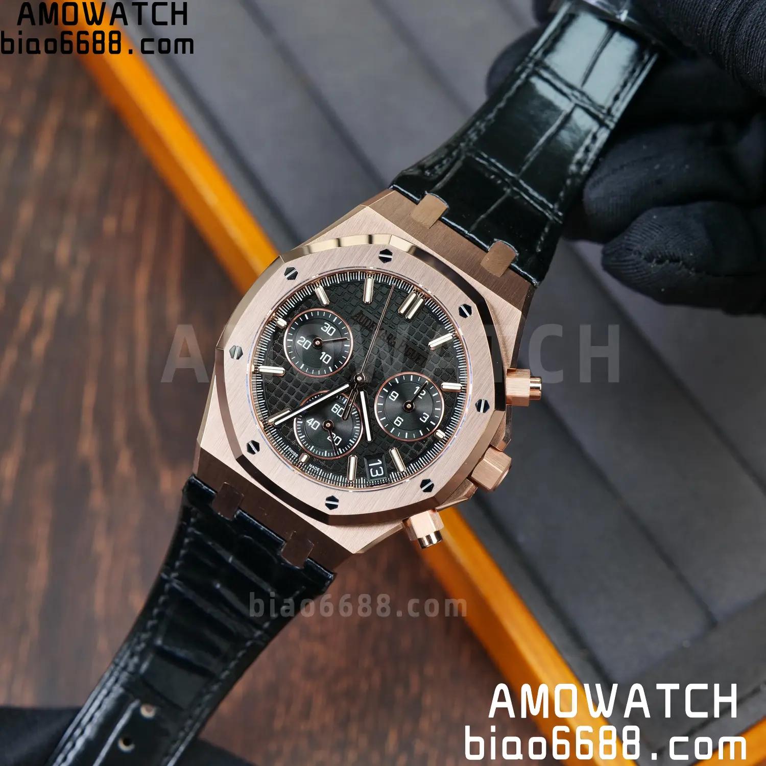 AP Royal Oak Chrono 26240 RG DDF 1:1 Best Edition Black Dial on Black Leather Strap DD4401 Super Clone Weight (SW Dial) 67 42aac1876d13159 AMO Watch