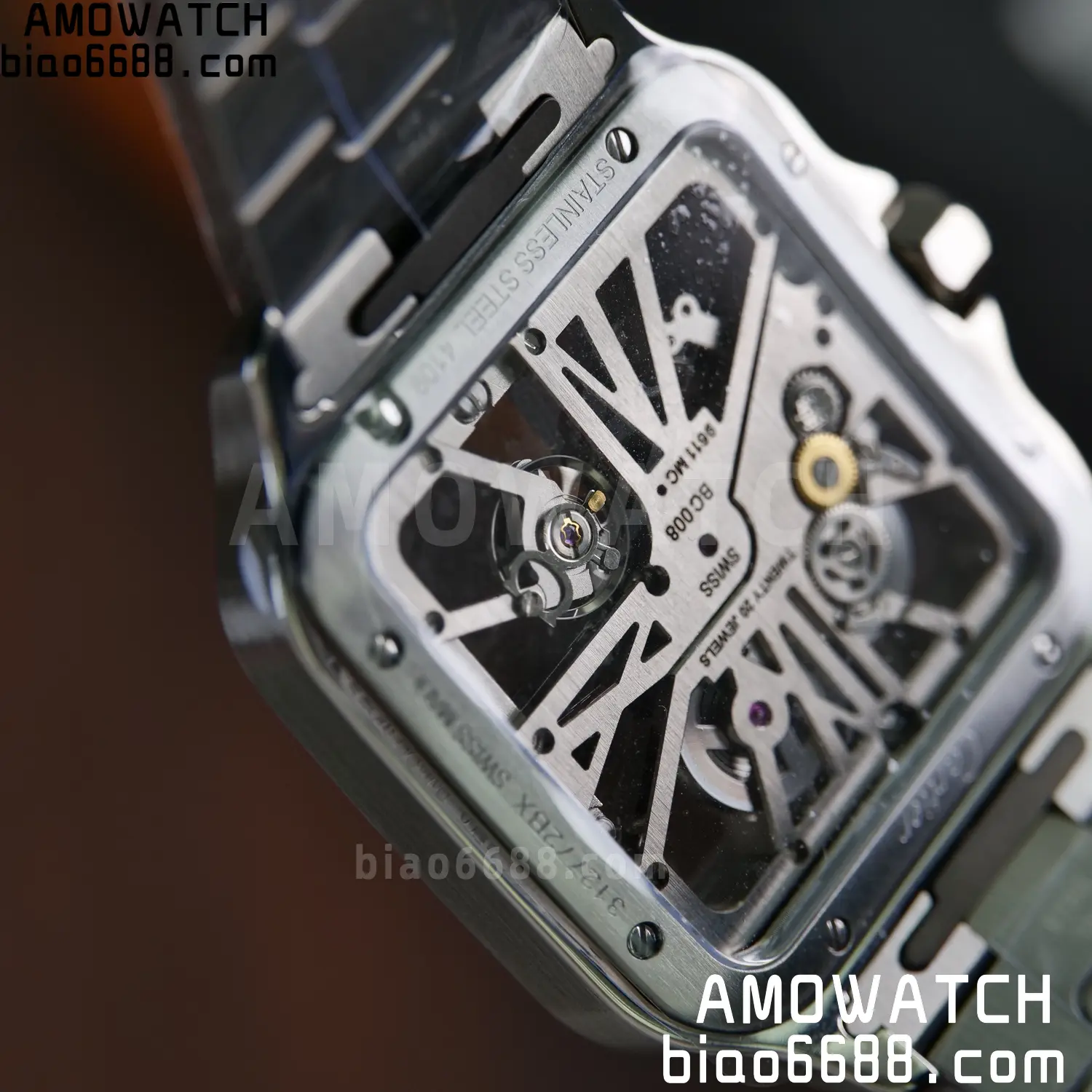 Cartier Santos Skeleton SS RICH 1:1 Best Edition Skeleton Dial 9611MC Super Clone V2 79 43f1fed0cd680d7 阿默表行AmoWatch