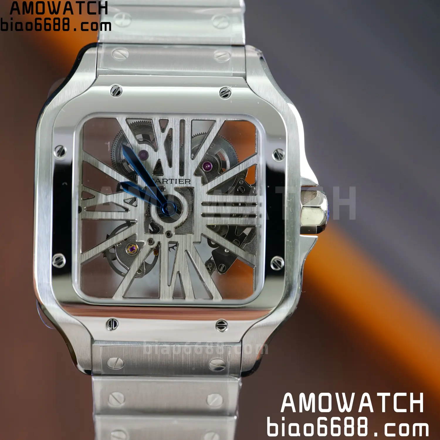 Cartier Santos Skeleton SS RICH 1:1 Best Edition Skeleton Dial 9611MC Super Clone V2 63 47e41f9d56ae35e 阿默表行AmoWatch