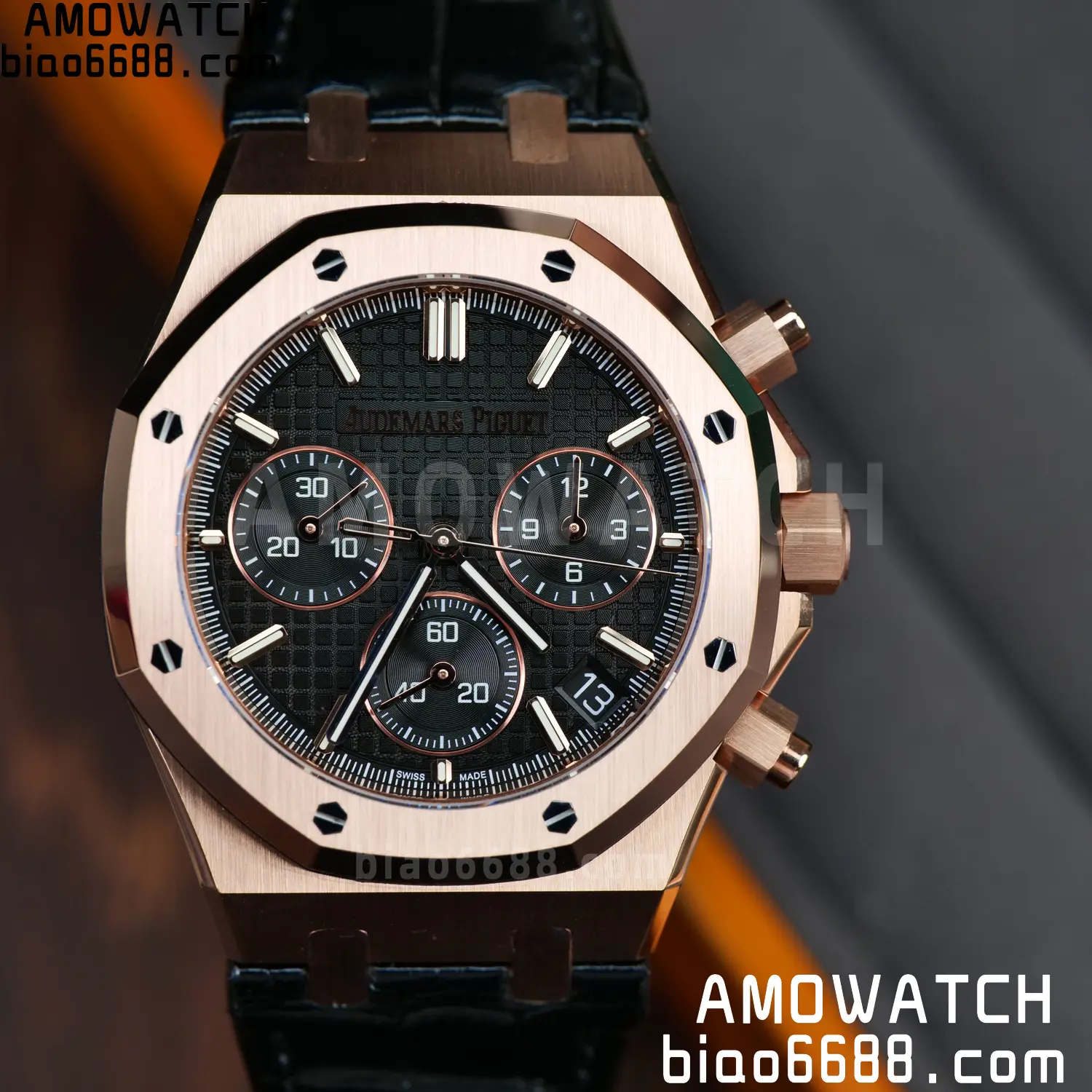 AP Royal Oak Chrono 26240 RG DDF 1:1 Best Edition Black Dial on Black Leather Strap DD4401 Super Clone Weight (SW Dial) 71 4cf9545c10b84a9 AMO Watch