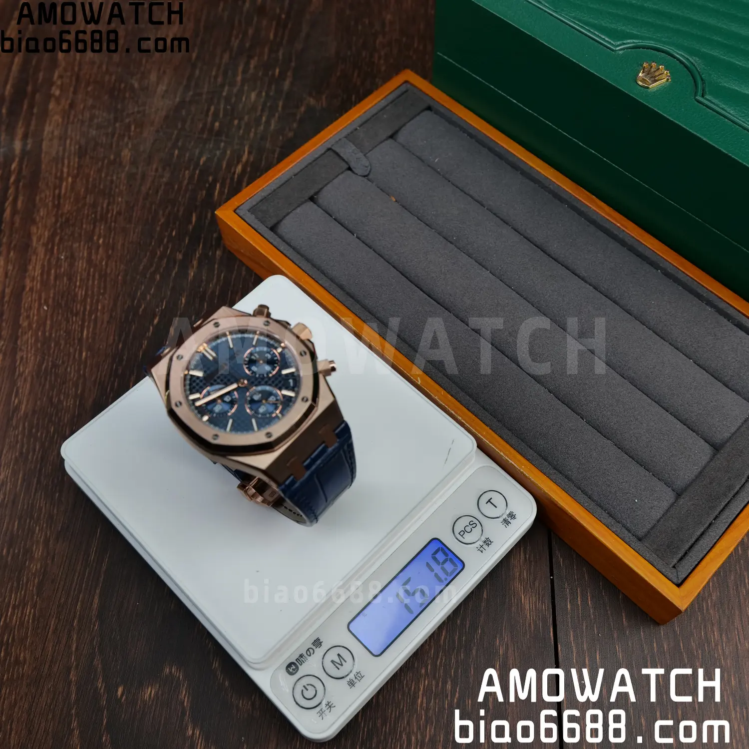 AP Royal Oak Chrono 26240 RG DDF 1:1 Best Edition White Dial on Blue Leather Strap DD4401 Super Clone Weight (SW Dial) 79 512c9d3aae05ed7 AMO Watch