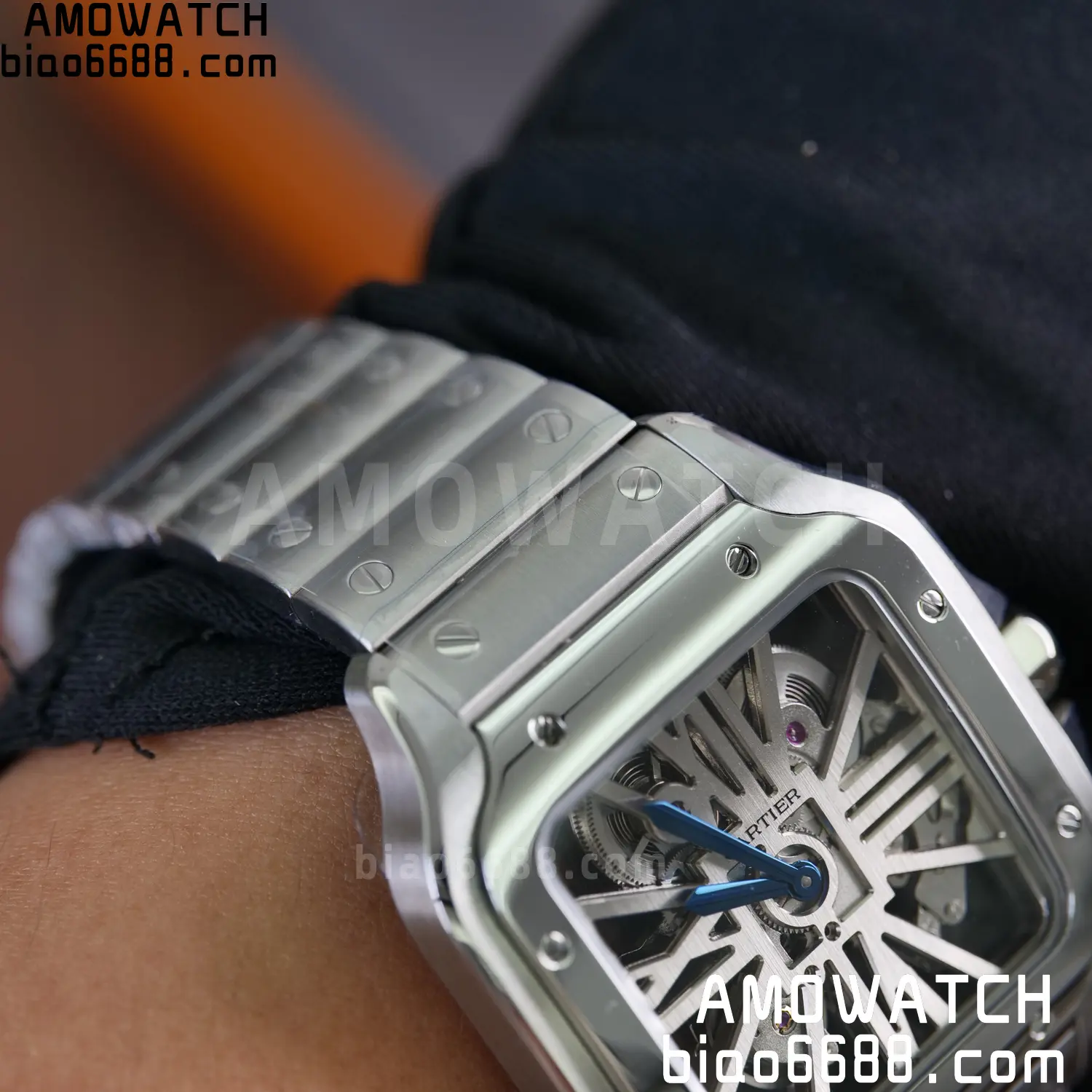 Cartier Santos Skeleton SS RICH 1:1 Best Edition Skeleton Dial 9611MC Super Clone V2 84 59dff0e3c4e0a10 阿默表行AmoWatch