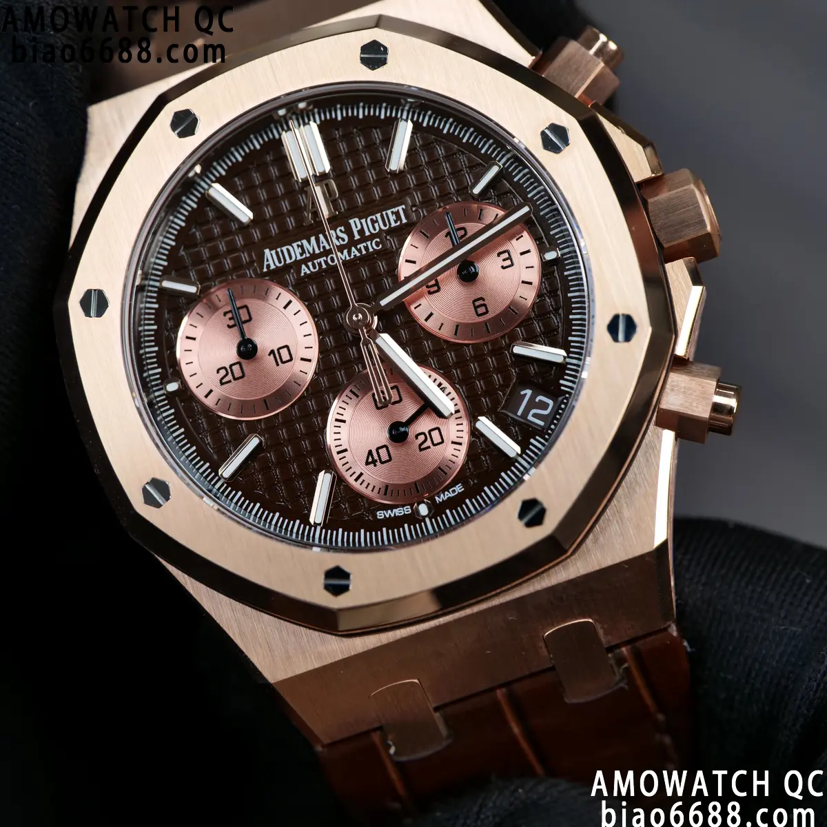 AP Royal Oak Chrono 26240 RG DDF 1:1 Best Edition Blue/RG Dial on Brown Leather Strap DD4401 Super Clone Weight (SW Dial) 97 5b0b06c0585da00 AMO Watch