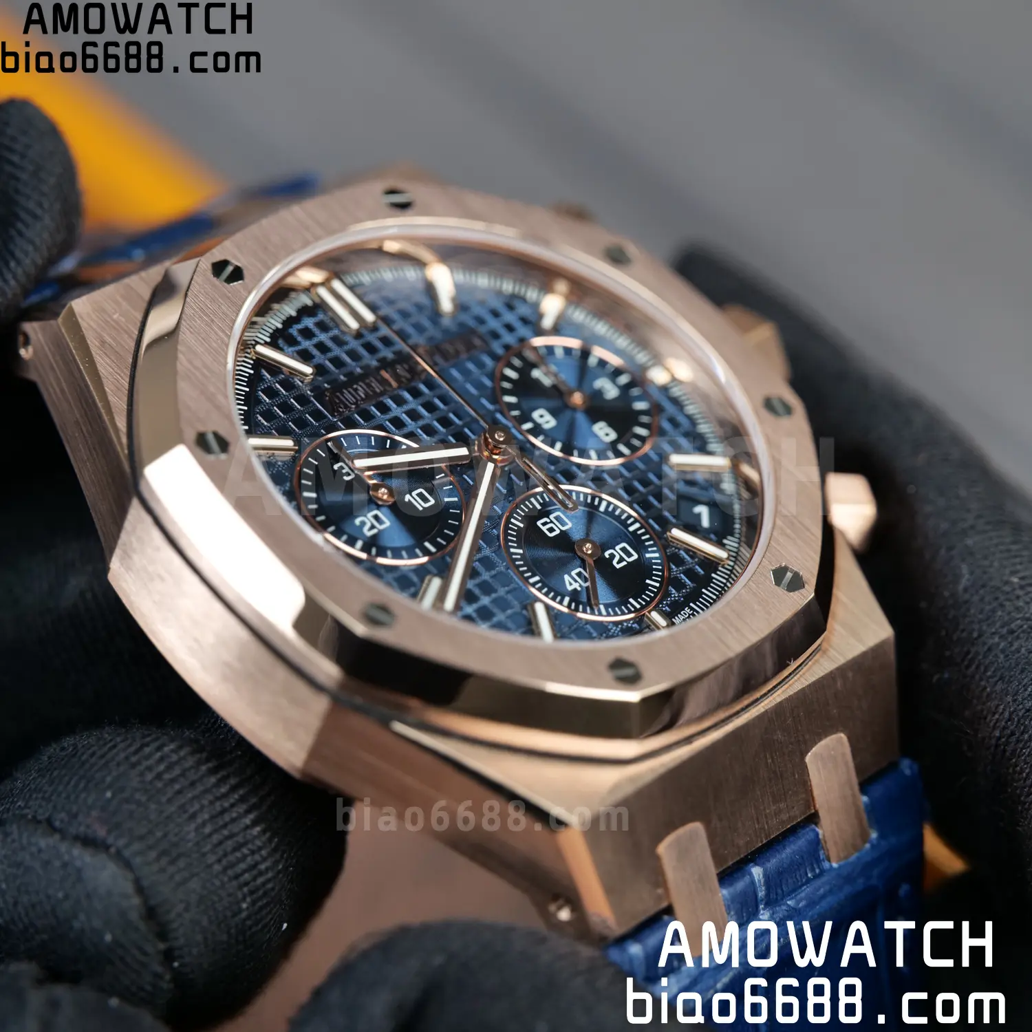 AP Royal Oak Chrono 26240 RG DDF 1:1 Best Edition White Dial on Blue Leather Strap DD4401 Super Clone Weight (SW Dial) 101 5f1f4728422baa2 AMO Watch