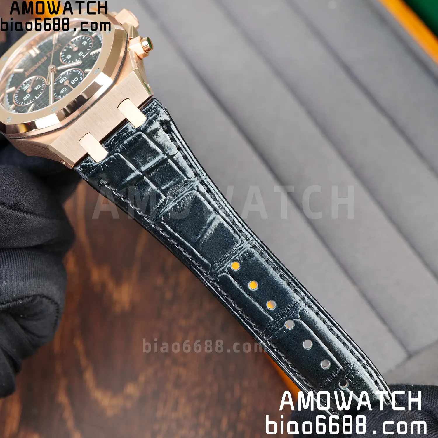 AP Royal Oak Chrono 26240 RG DDF 1:1 Best Edition Black Dial on Black Leather Strap DD4401 Super Clone Weight (SW Dial) 69 69325a40b3a6d8e AMO Watch