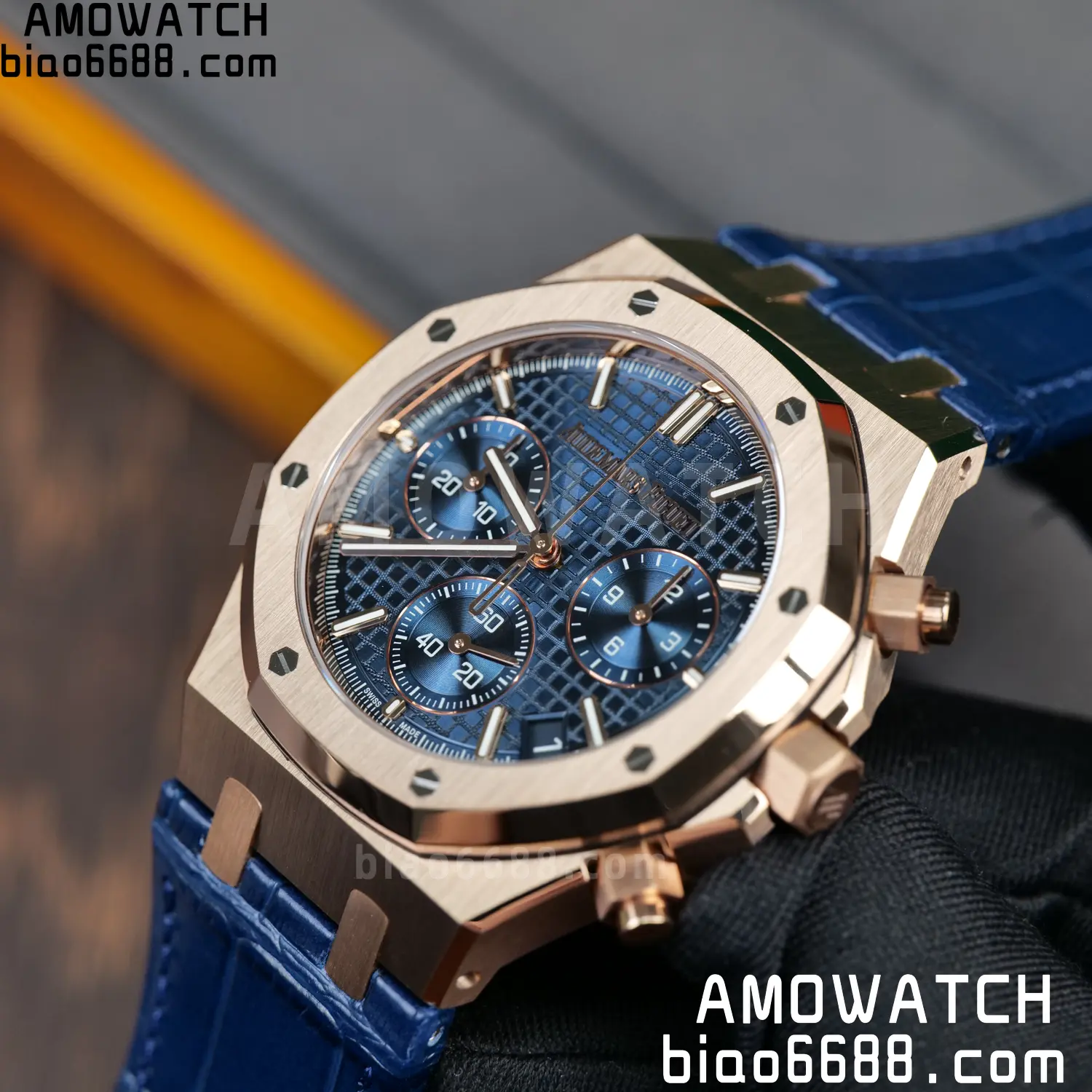 AP Royal Oak Chrono 26240 RG DDF 1:1 Best Edition White Dial on Blue Leather Strap DD4401 Super Clone Weight (SW Dial) 95 757ffc1f41c4a2b AMO Watch