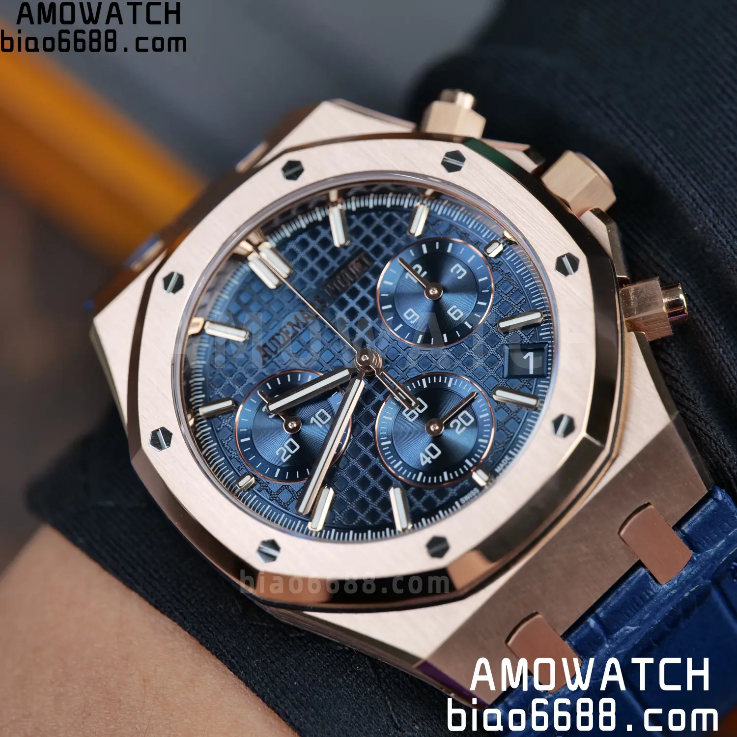 AP Royal Oak Chrono 26240 RG DDF 1:1 Best Edition White Dial on Blue Leather Strap DD4401 Super Clone Weight (SW Dial) 112 7c660604bc74841 AMO Watch