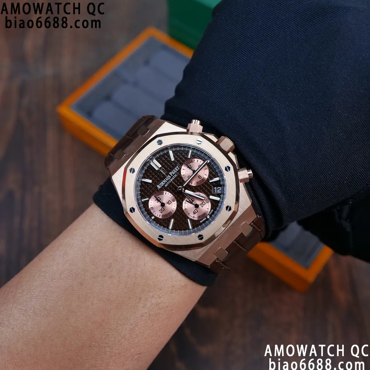 AP Royal Oak Chrono 26240 RG DDF 1:1 Best Edition Blue/RG Dial on Brown Leather Strap DD4401 Super Clone Weight (SW Dial) 115 83d77b508ede6aa AMO Watch