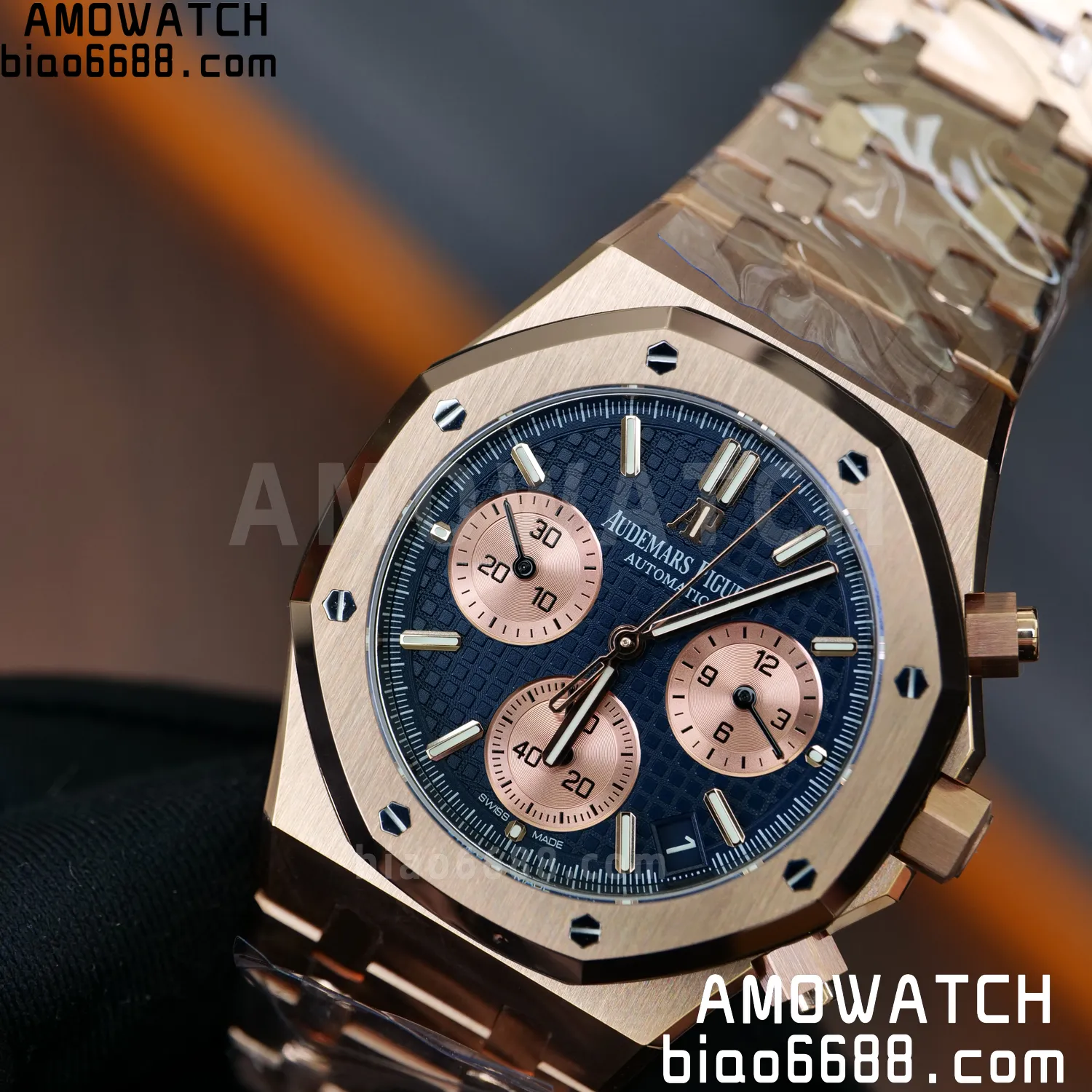 AP Royal Oak Chrono 26240 RG DDF 1:1 Best Edition Blue/RG Dial on RG Bracelet DD4401 Super Clone Weight (SW Dial) 86 876557d60bf9490 AMO Watch
