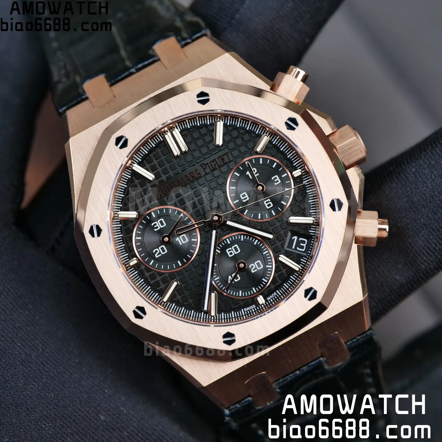 AP Royal Oak Chrono 26240 RG DDF 1:1 Best Edition Black Dial on Black Leather Strap DD4401 Super Clone Weight (SW Dial) 82 8d3765e5c981213 AMO Watch