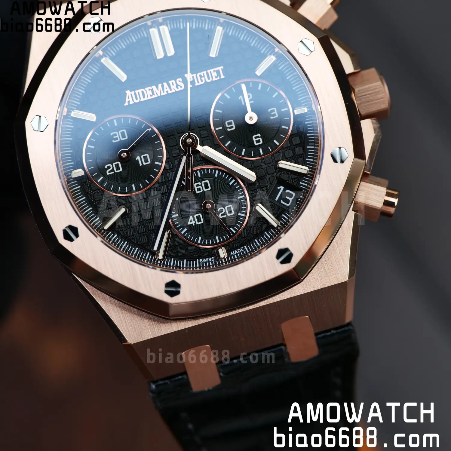 AP Royal Oak Chrono 26240 RG DDF 1:1 Best Edition Black Dial on Black Leather Strap DD4401 Super Clone Weight (SW Dial) 80 9323392af1d3e6c AMO Watch