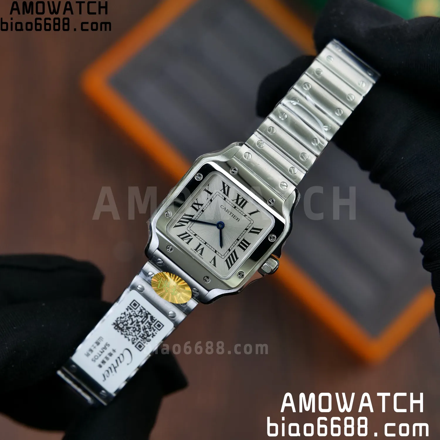 Santos Dumont 27mm WSSA0082 SS AF 1:1 Best Edition Silver Dial on SS Bracelet quartz 63 94246939e5aacab AMO Watch