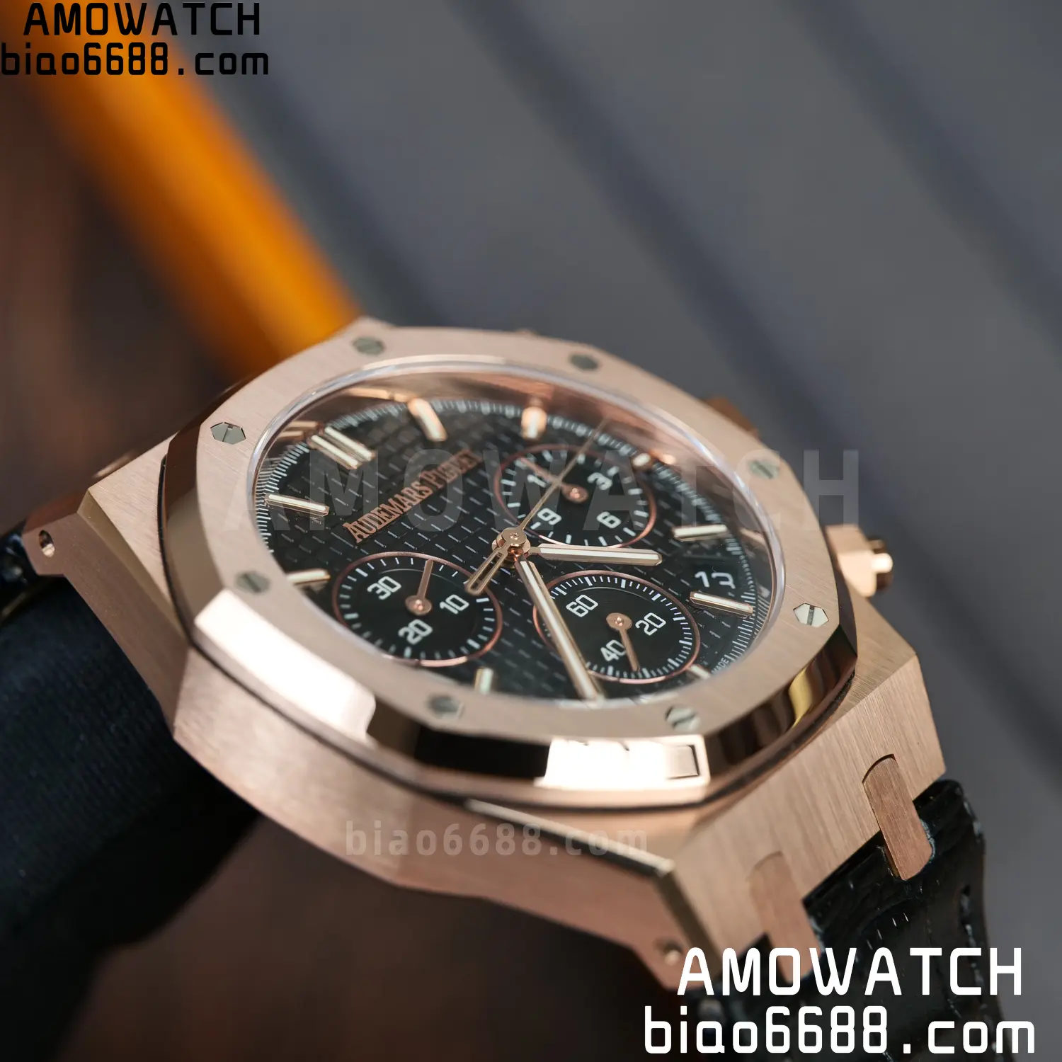 AP Royal Oak Chrono 26240 RG DDF 1:1 Best Edition Black Dial on Black Leather Strap DD4401 Super Clone Weight (SW Dial) 81 9d6ce4e0be3cff1 AMO Watch