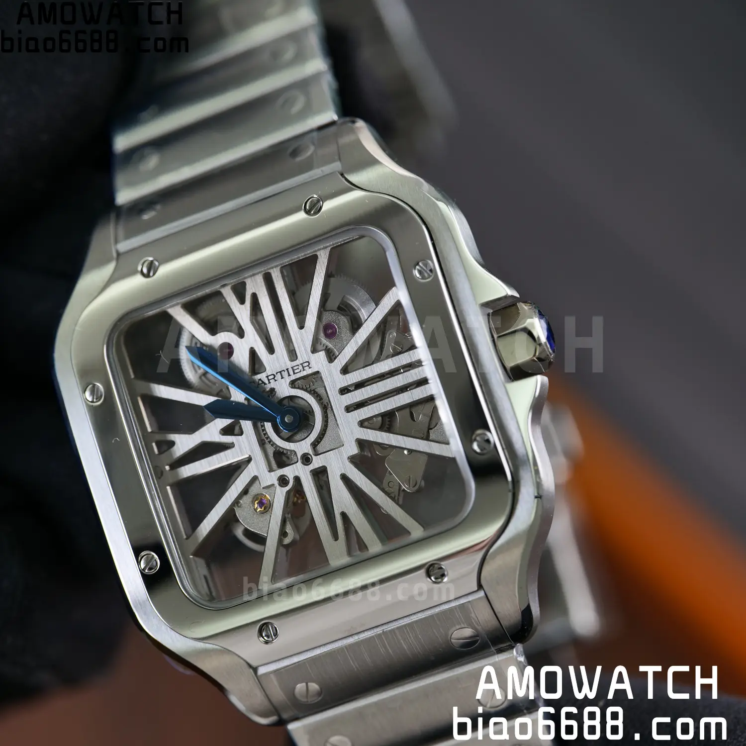 Cartier Santos Skeleton SS RICH 1:1 Best Edition Skeleton Dial 9611MC Super Clone V2 71 9fea650cf2df978 阿默表行AmoWatch