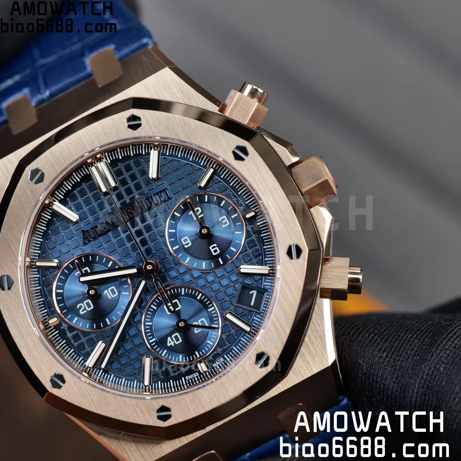AP Royal Oak Chrono 26240 RG DDF 1:1 Best Edition White Dial on Blue Leather Strap DD4401 Super Clone Weight (SW Dial) 97 a2f6caaaba8d025 AMO Watch