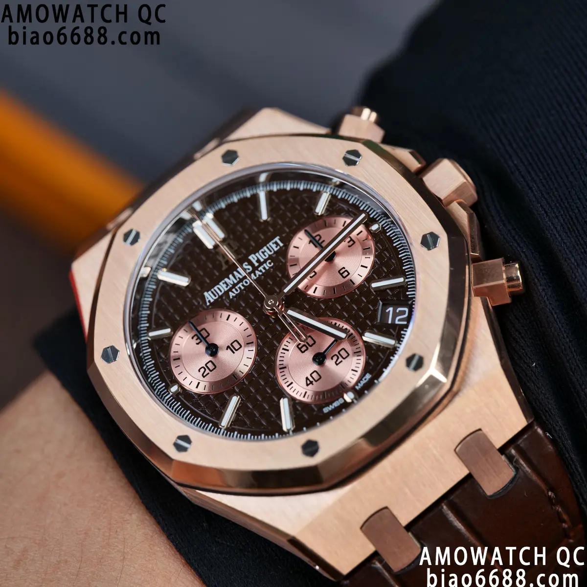 AP Royal Oak Chrono 26240 RG DDF 1:1 Best Edition Blue/RG Dial on Brown Leather Strap DD4401 Super Clone Weight (SW Dial) 112 aba1951b0830f05 AMO Watch