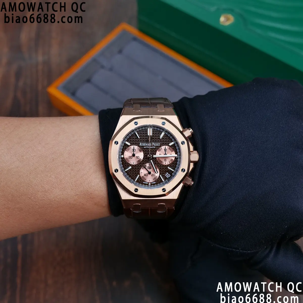 AP Royal Oak Chrono 26240 RG DDF 1:1 Best Edition Blue/RG Dial on Brown Leather Strap DD4401 Super Clone Weight (SW Dial) 114 aebbc416a6768e8 AMO Watch