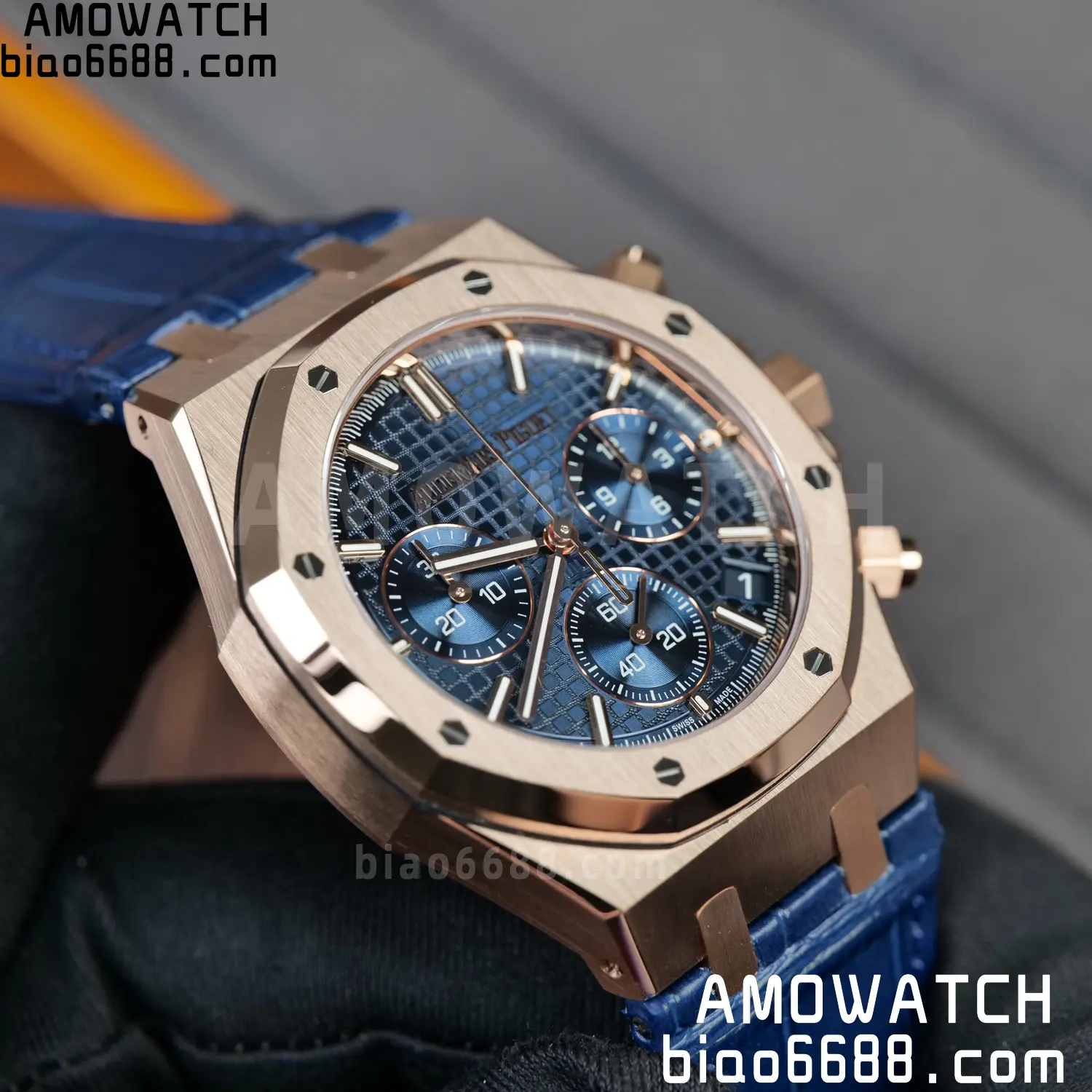 AP Royal Oak Chrono 26240 RG DDF 1:1 Best Edition White Dial on Blue Leather Strap DD4401 Super Clone Weight (SW Dial) 94 b0c478e8454520d AMO Watch