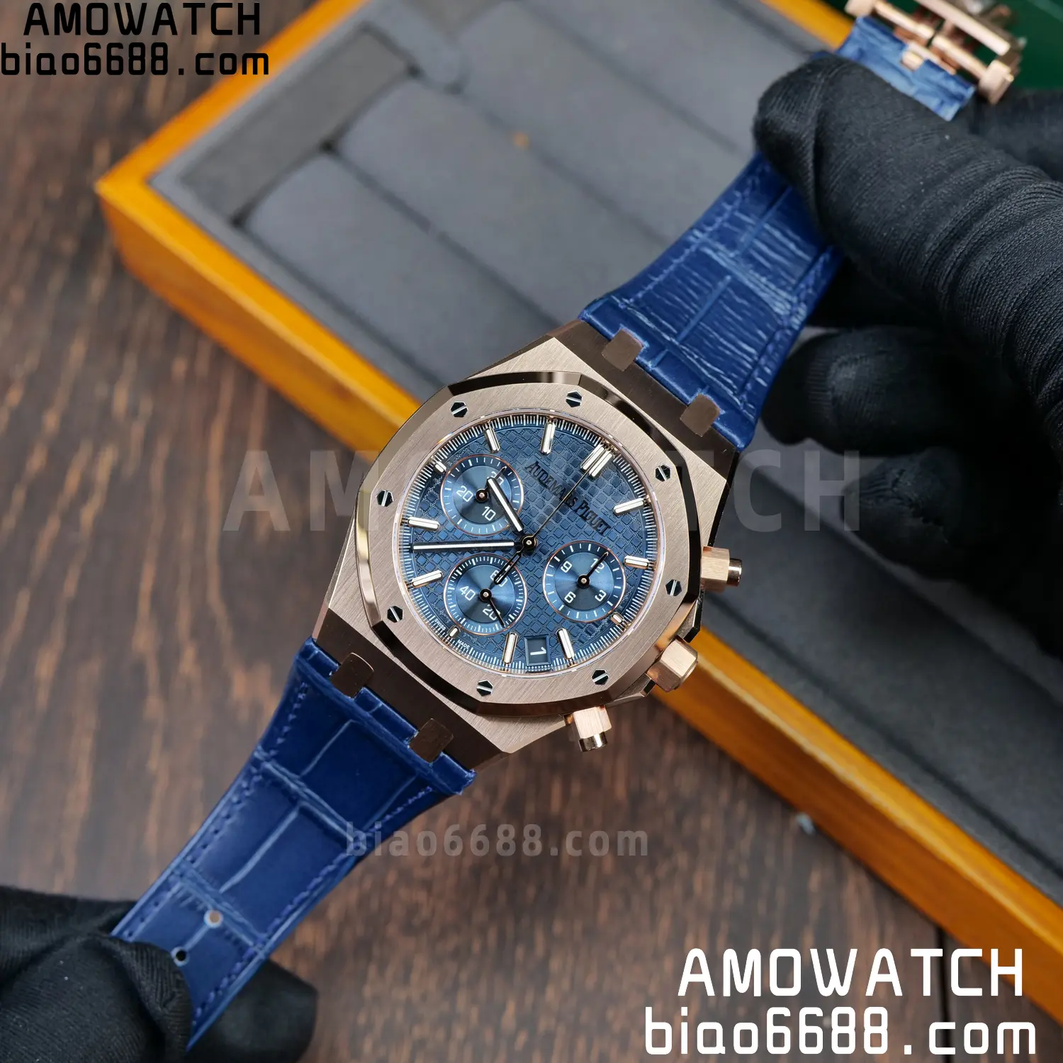 AP Royal Oak Chrono 26240 RG DDF 1:1 Best Edition White Dial on Blue Leather Strap DD4401 Super Clone Weight (SW Dial) 83 b42cfa4e61a9459 AMO Watch
