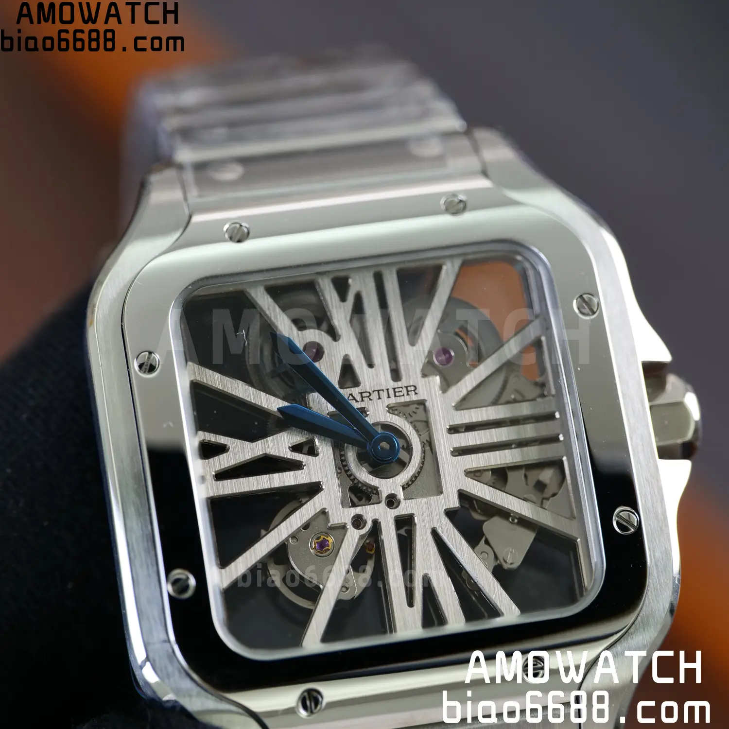 Cartier Santos Skeleton SS RICH 1:1 Best Edition Skeleton Dial 9611MC Super Clone V2 74 b93af021dbfb0c6 阿默表行AmoWatch