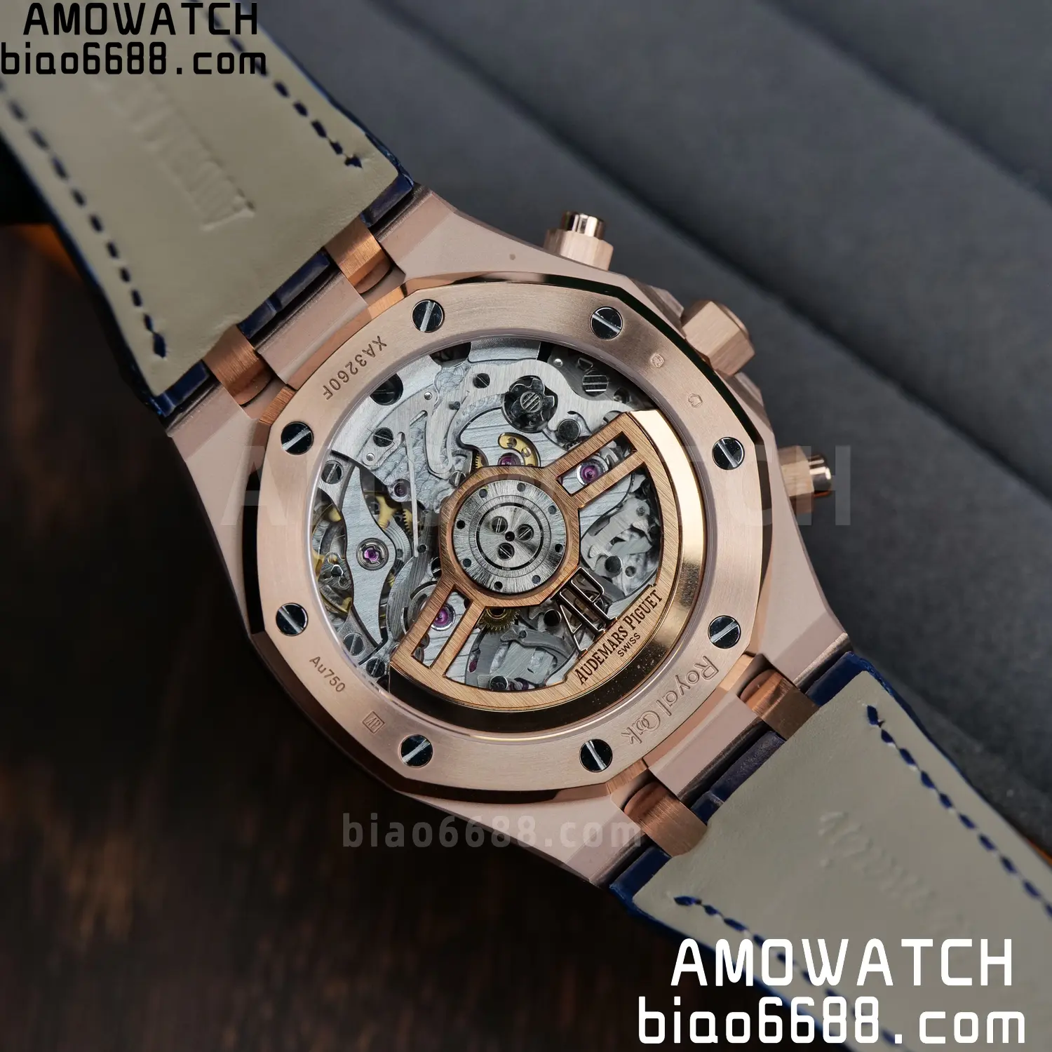 AP Royal Oak Chrono 26240 RG DDF 1:1 Best Edition White Dial on Blue Leather Strap DD4401 Super Clone Weight (SW Dial) 104 bb2b77b6812e8f9 AMO Watch