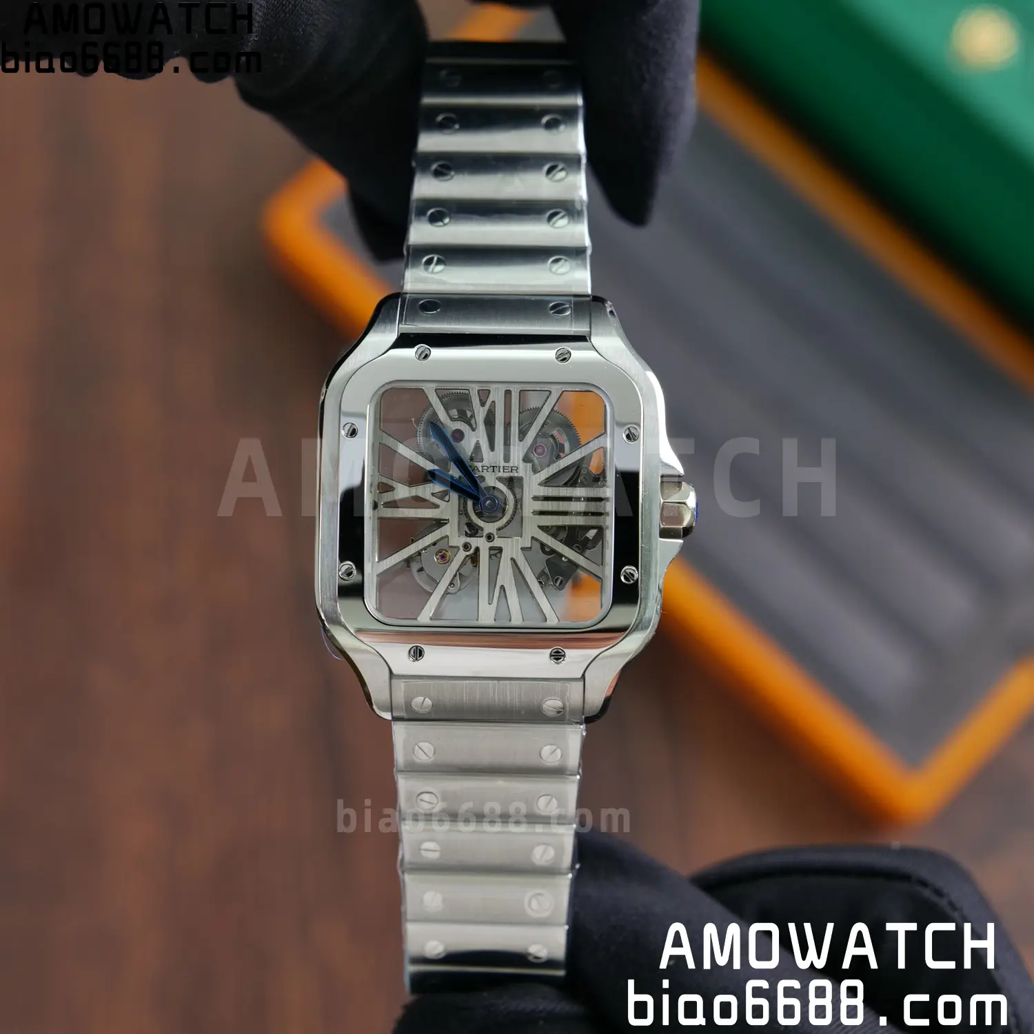 Cartier Santos Skeleton SS RICH 1:1 Best Edition Skeleton Dial 9611MC Super Clone V2 62 bb8c5cfe6f13c07 阿默表行AmoWatch