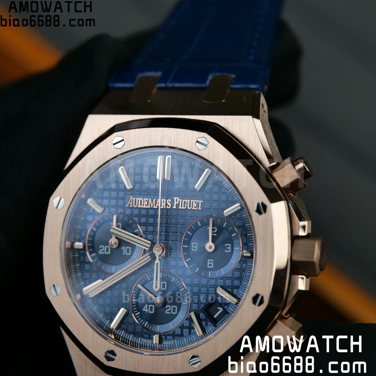 AP Royal Oak Chrono 26240 RG DDF 1:1 Best Edition White Dial on Blue Leather Strap DD4401 Super Clone Weight (SW Dial) 102 bd1fdaaaa9570d6 AMO Watch