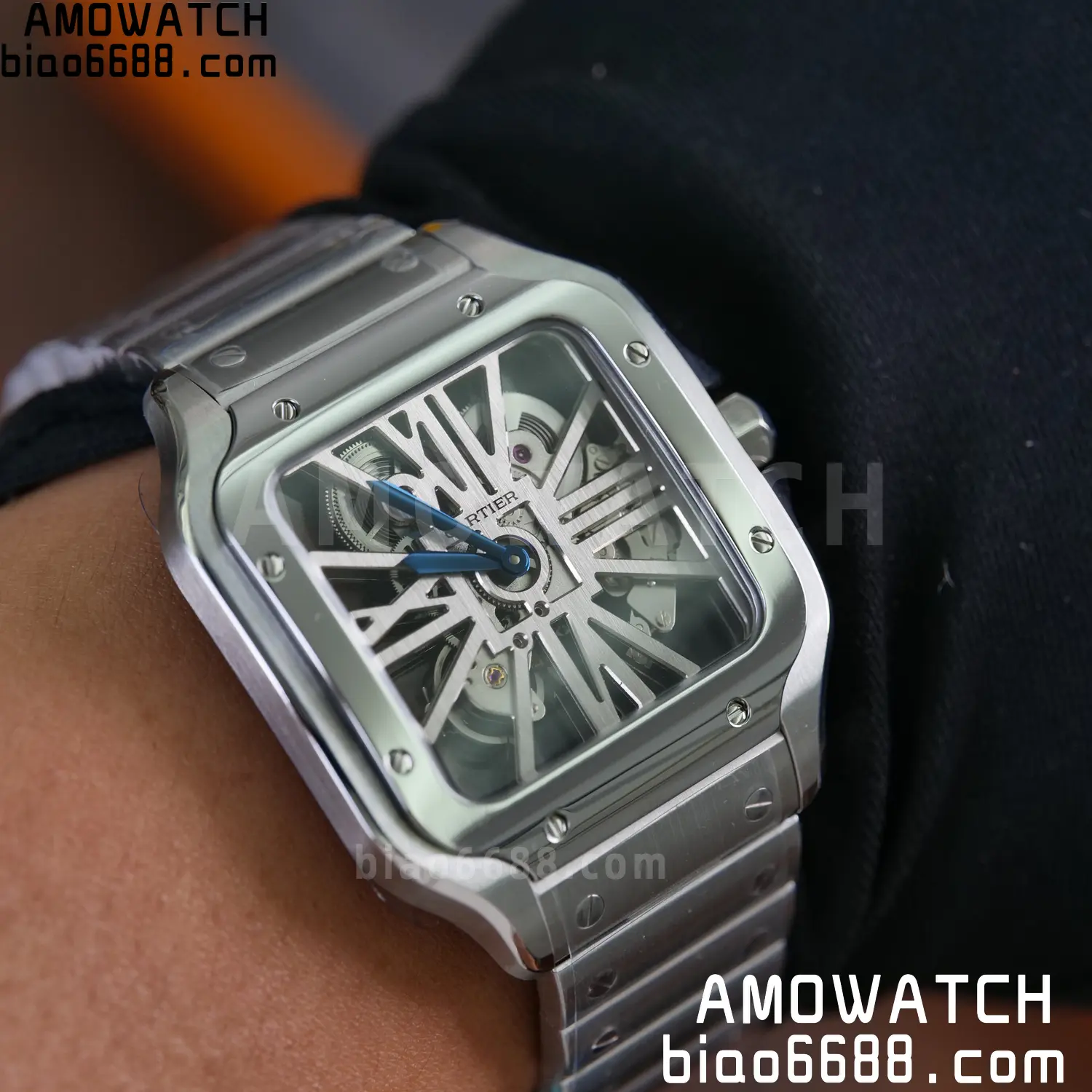 Cartier Santos Skeleton SS RICH 1:1 Best Edition Skeleton Dial 9611MC Super Clone V2 82 bf54e706b0e2a82 阿默表行AmoWatch