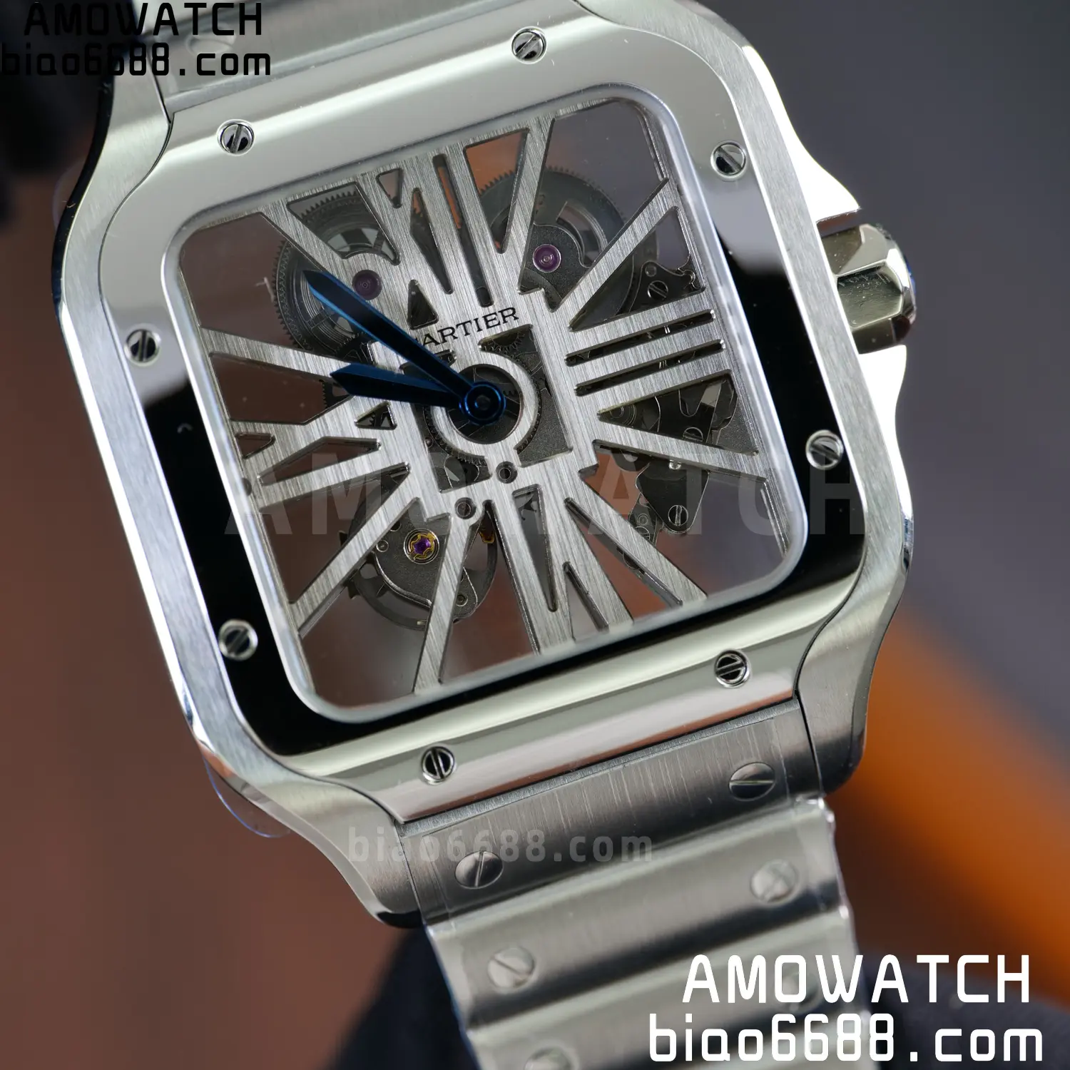 Cartier Santos Skeleton SS RICH 1:1 Best Edition Skeleton Dial 9611MC Super Clone V2 73 caf4639a5685dcf 阿默表行AmoWatch