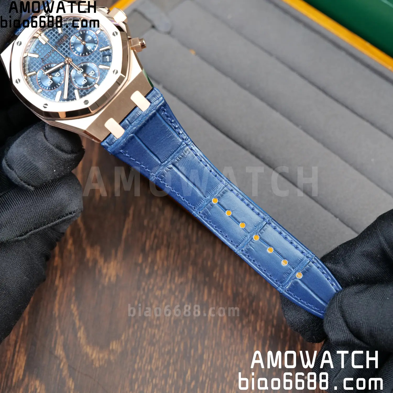 AP Royal Oak Chrono 26240 RG DDF 1:1 Best Edition White Dial on Blue Leather Strap DD4401 Super Clone Weight (SW Dial) 85 ccb816a1b34b2c0 AMO Watch