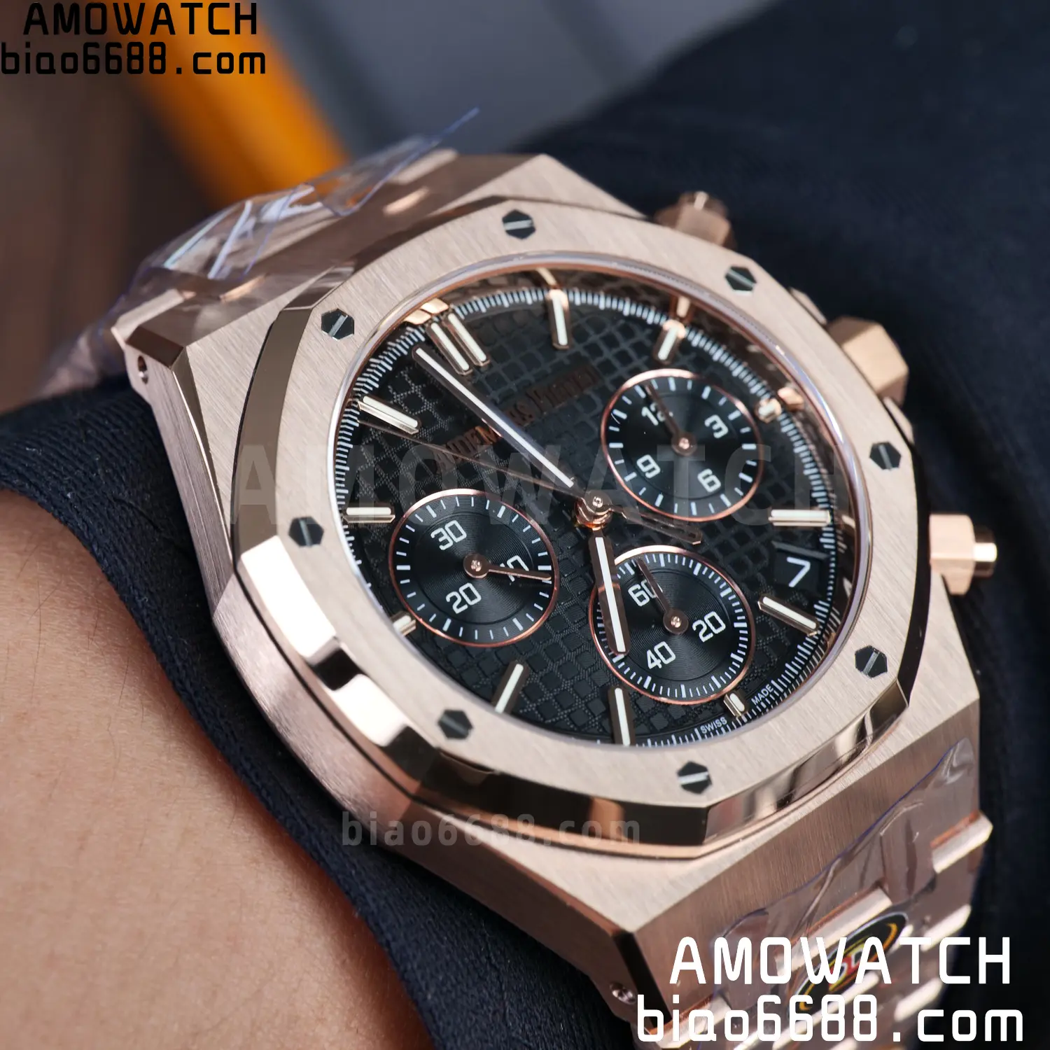 AP Royal Oak Chrono 26240 RG DDF 1:1 Best Edition Black Dial on RG Bracelet DD4401 Super Clone Weight (SW Dial) 91 cddf6e2b29270bf AMO Watch