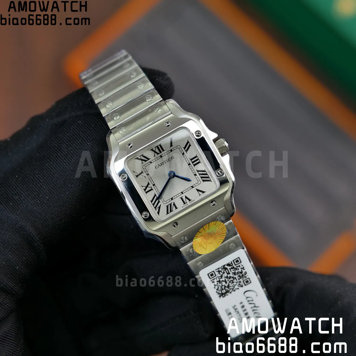 Santos Dumont 27mm WSSA0082 SS AF 1:1 Best Edition Silver Dial on SS Bracelet quartz 62 ced3af760297386 AMO Watch