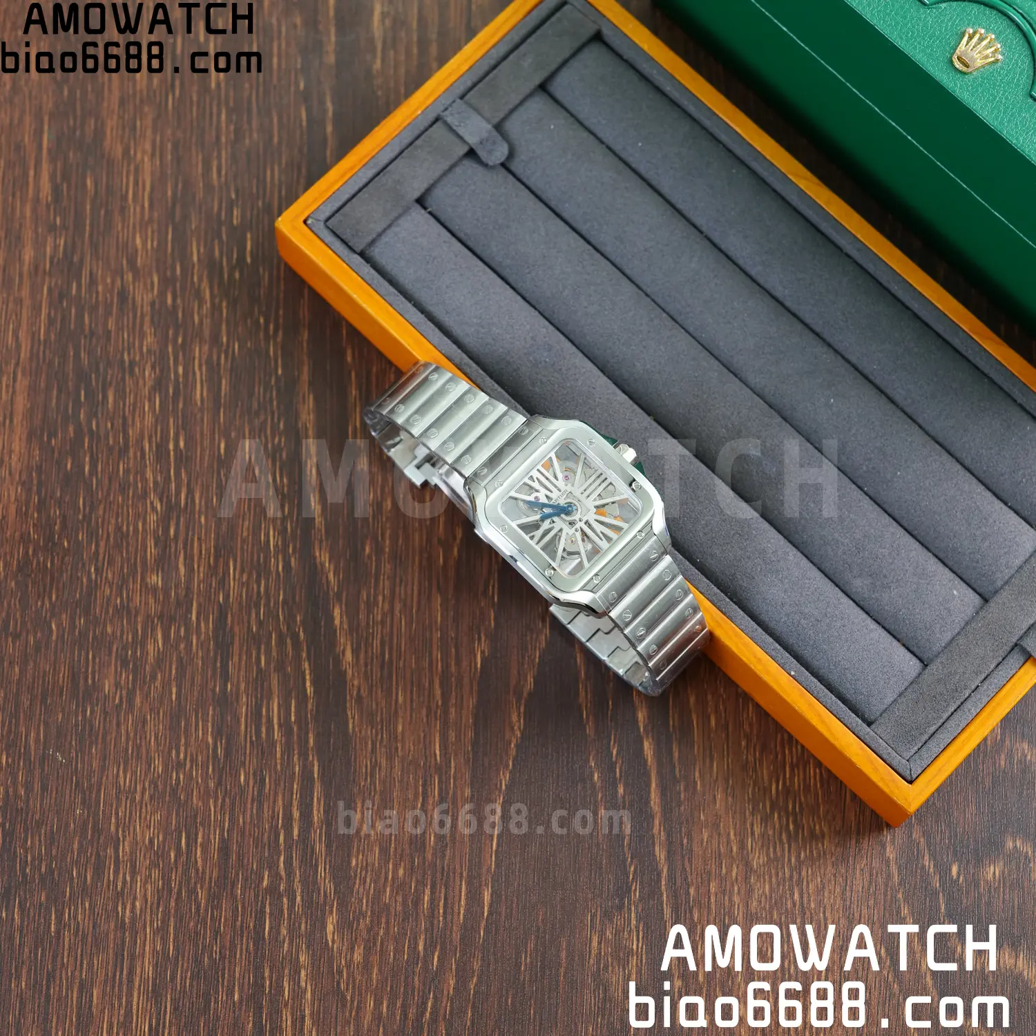 Cartier Santos Skeleton SS RICH 1:1 Best Edition Skeleton Dial 9611MC Super Clone V2 57 d412c89560593e7 阿默表行AmoWatch