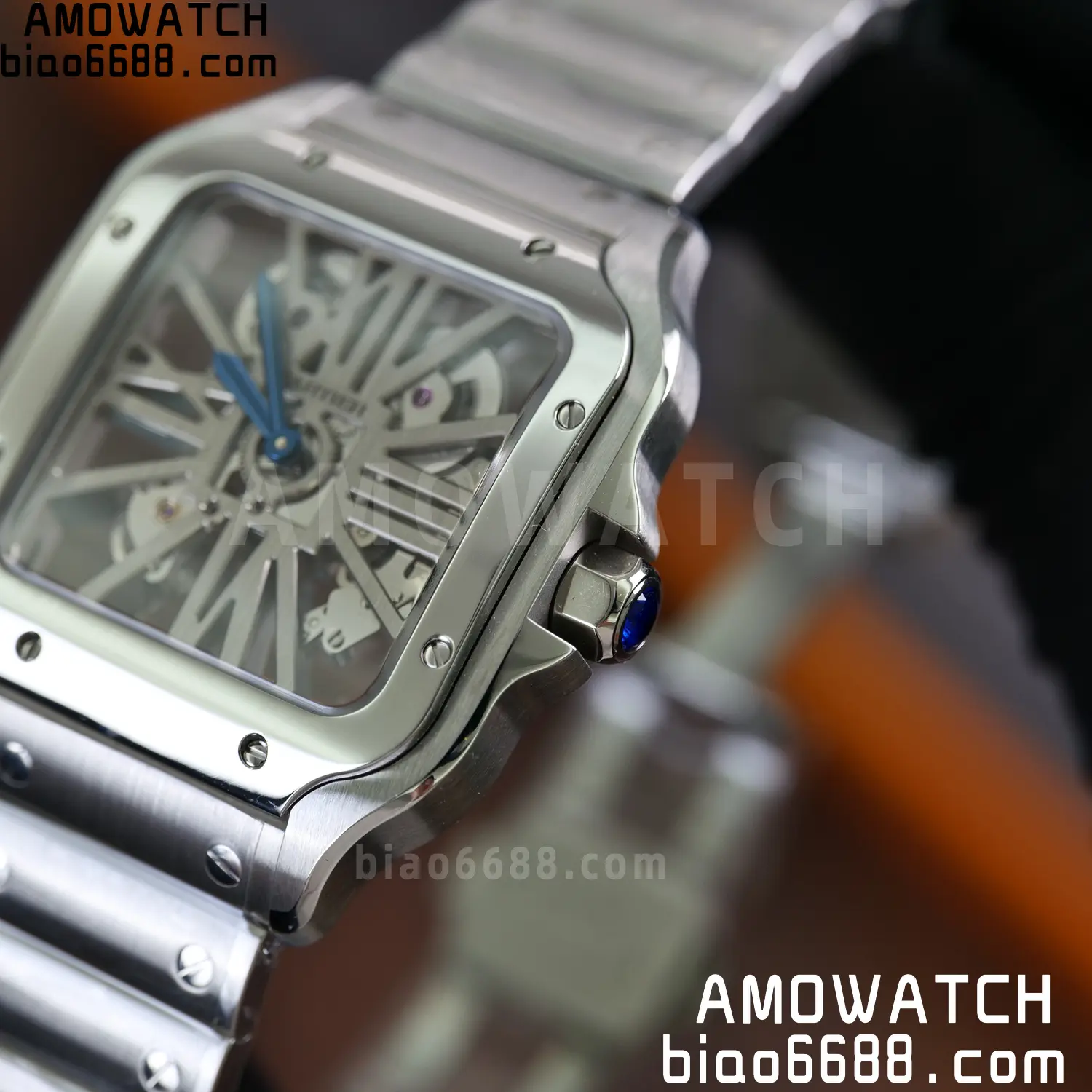 Cartier Santos Skeleton SS RICH 1:1 Best Edition Skeleton Dial 9611MC Super Clone V2 67 d7cf447ce477c5b 阿默表行AmoWatch