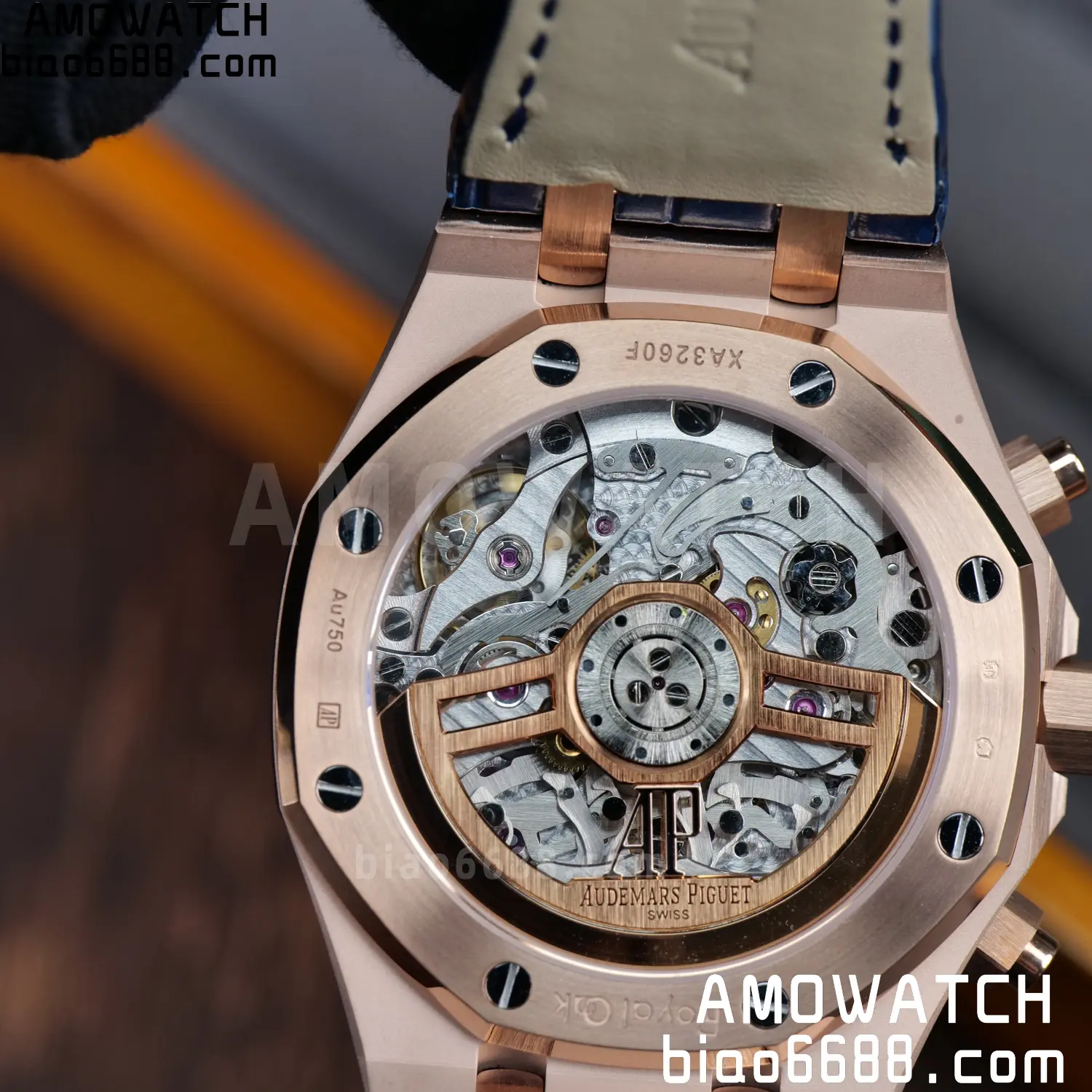 AP Royal Oak Chrono 26240 RG DDF 1:1 Best Edition White Dial on Blue Leather Strap DD4401 Super Clone Weight (SW Dial) 106 dc21fd05a5f2f60 AMO Watch