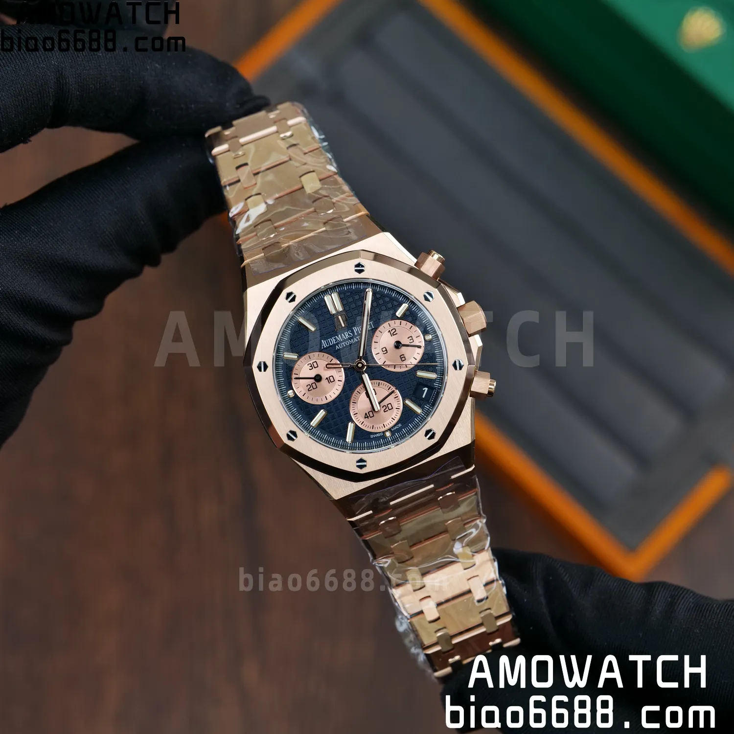 AP Royal Oak Chrono 26240 RG DDF 1:1 Best Edition Blue/RG Dial on RG Bracelet DD4401 Super Clone Weight (SW Dial) 66 dff1d26da17e24c AMO Watch