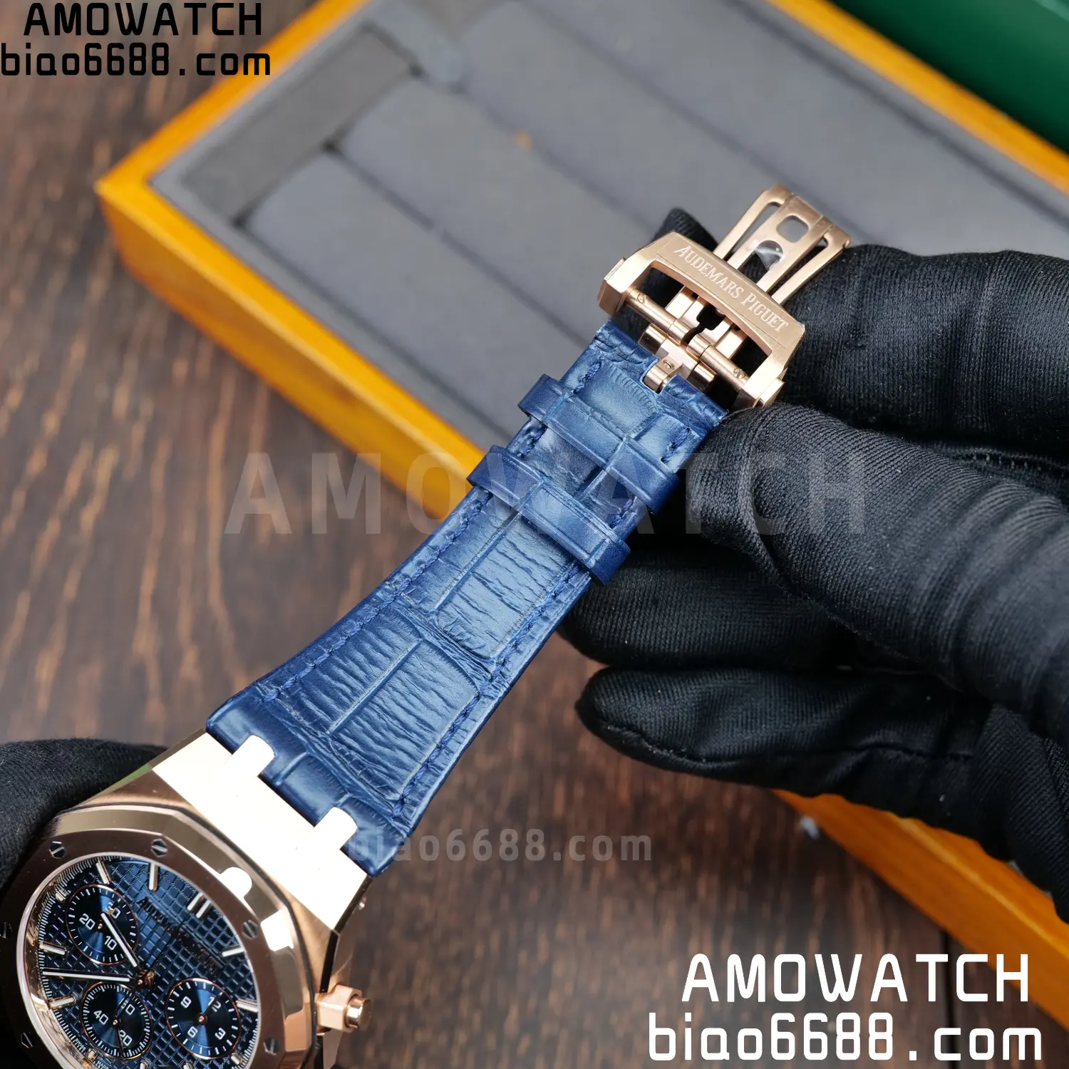 AP Royal Oak Chrono 26240 RG DDF 1:1 Best Edition White Dial on Blue Leather Strap DD4401 Super Clone Weight (SW Dial) 84 e035f7788533e26 AMO Watch